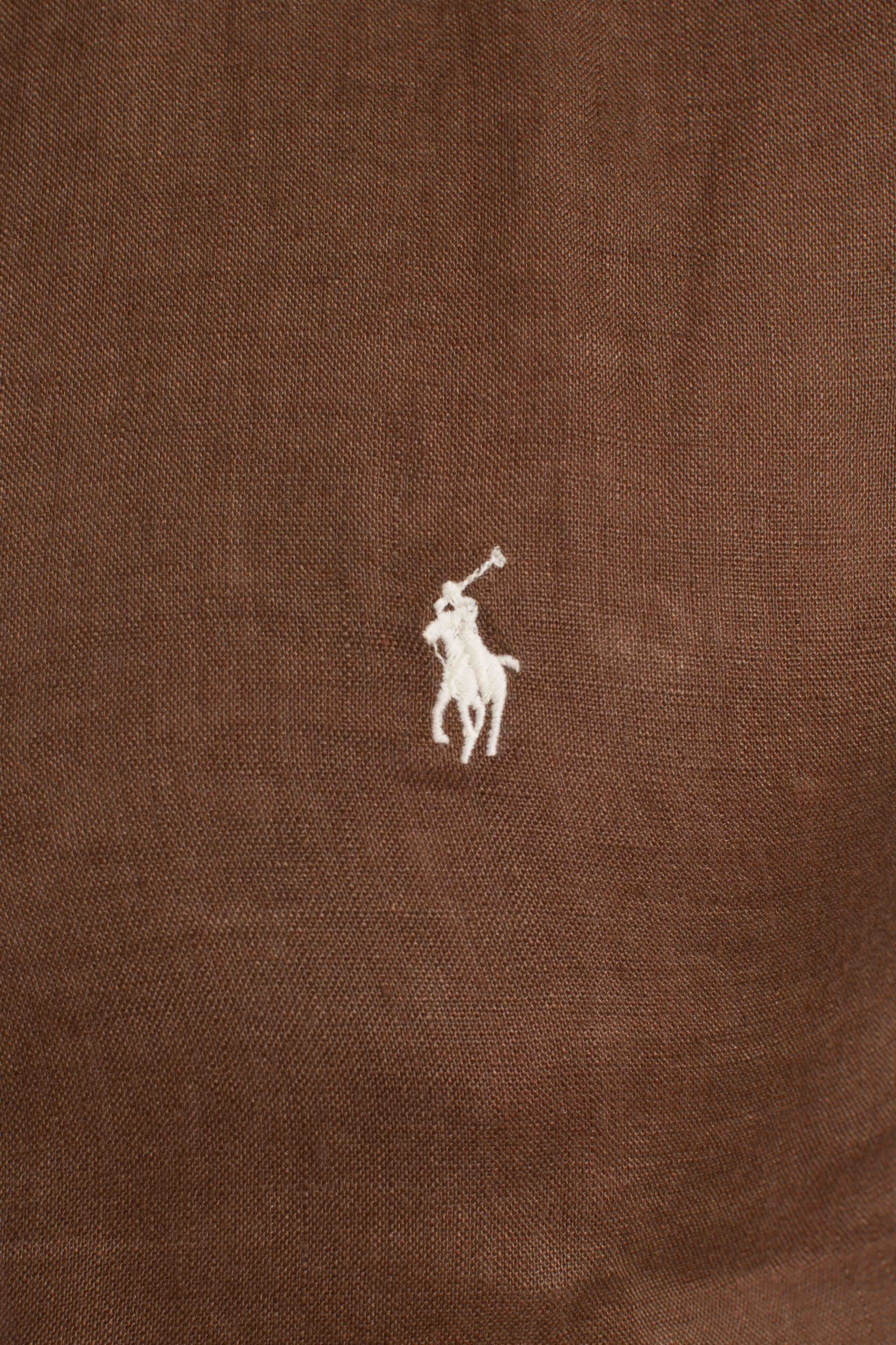 Camicia in lino botton down Slim-Fit brown