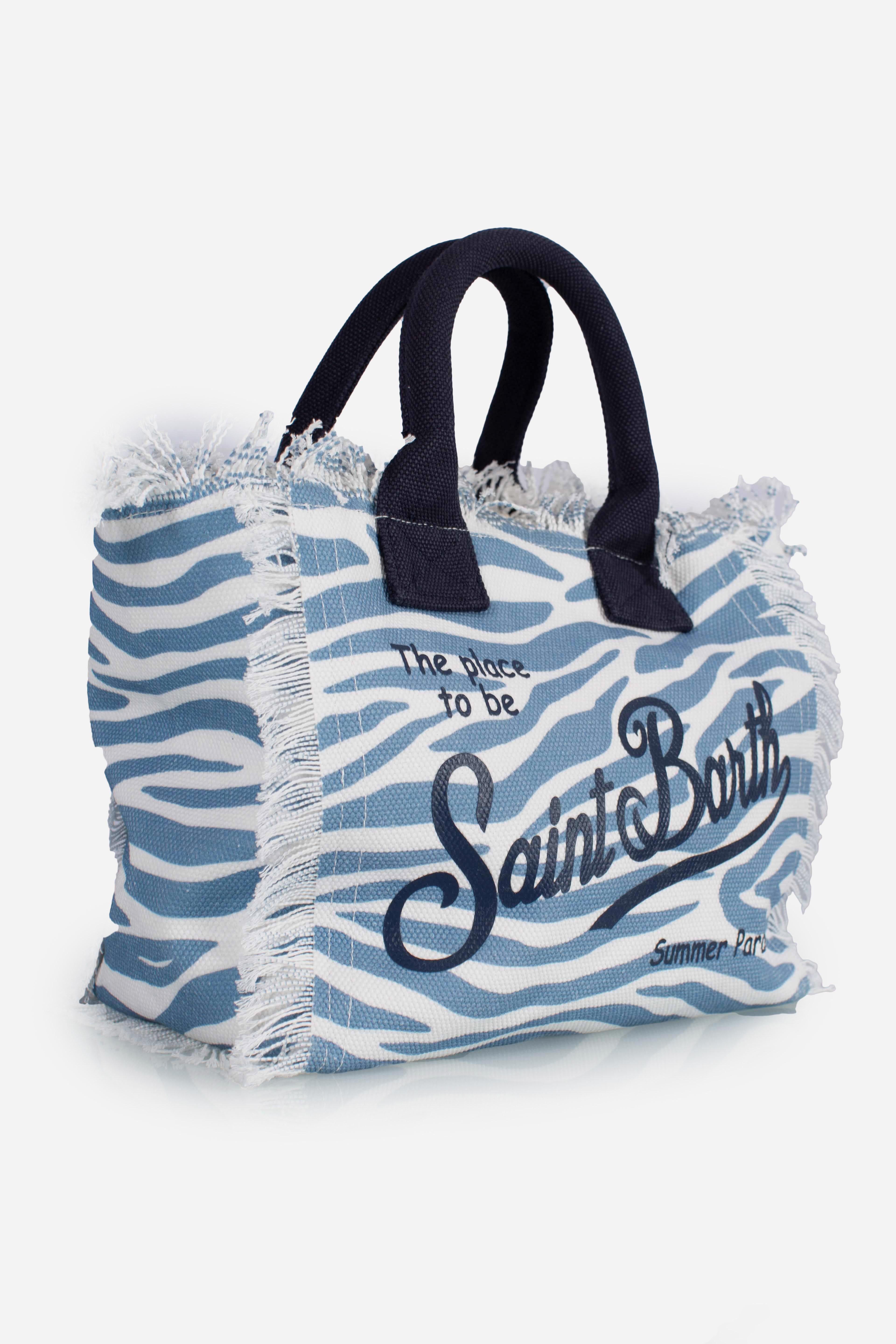 Borsa Colette in canvas di cotone con stampa zebrata