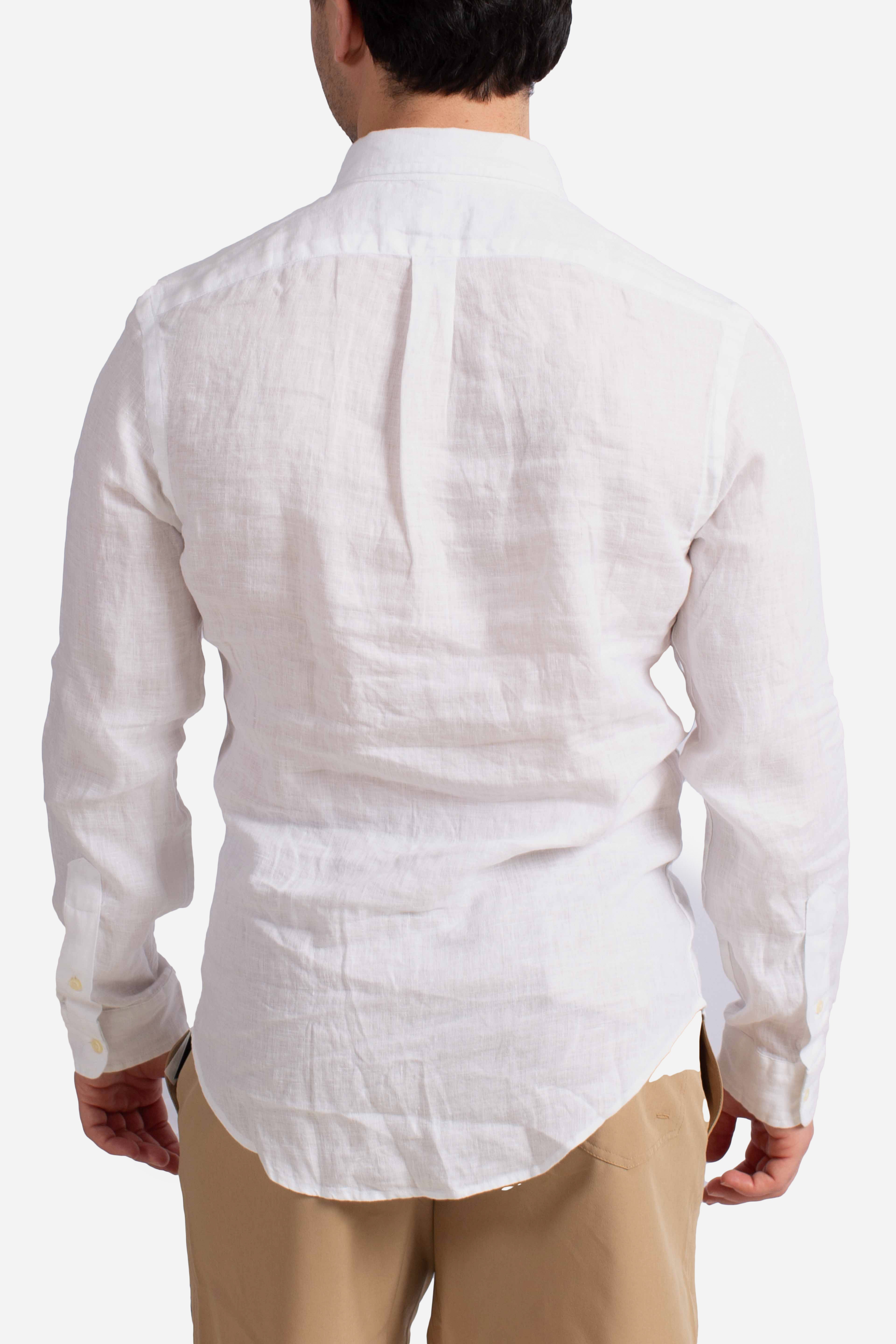 Camicia in lino botton down Slim-Fit white