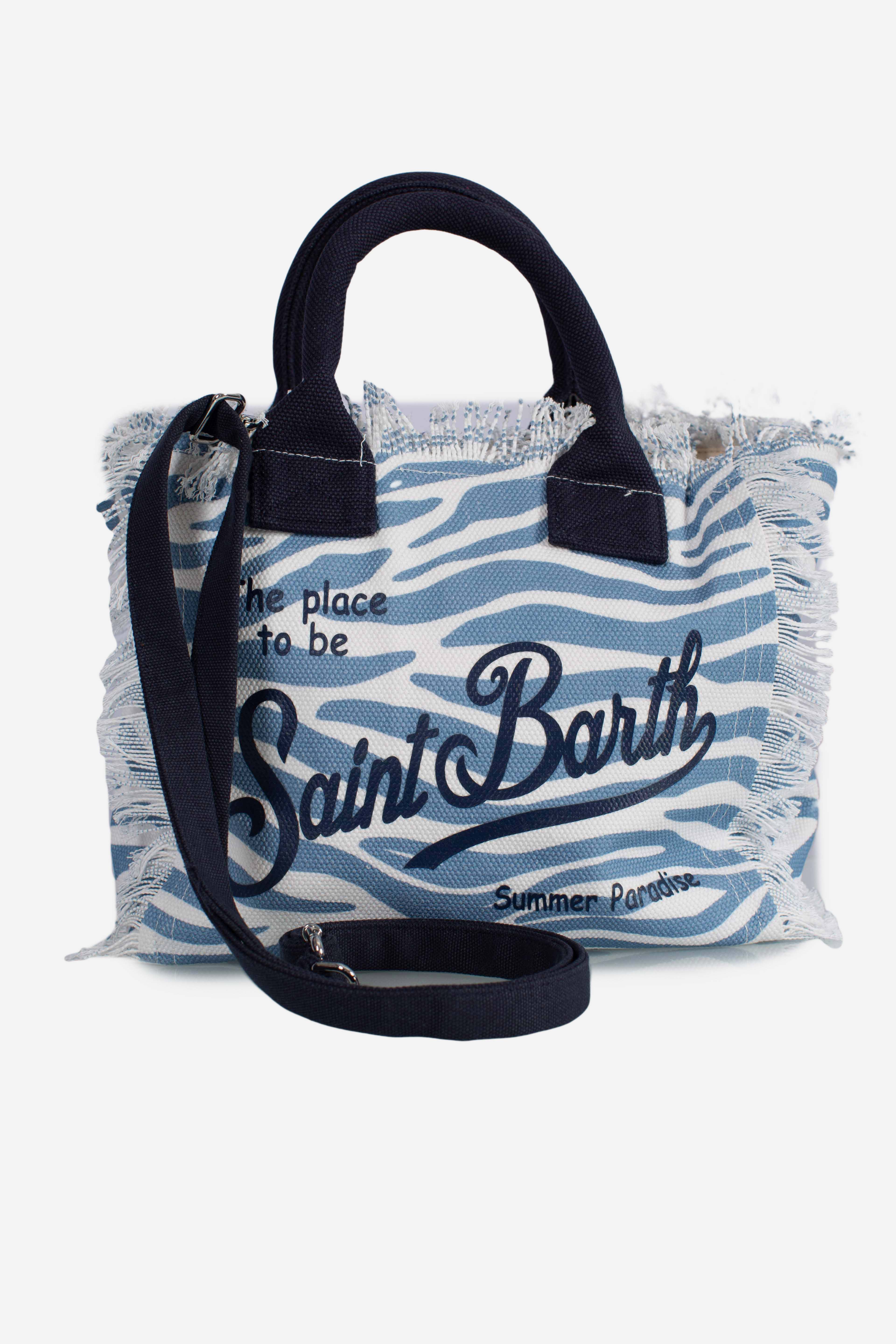 Borsa Colette in canvas di cotone con stampa zebrata