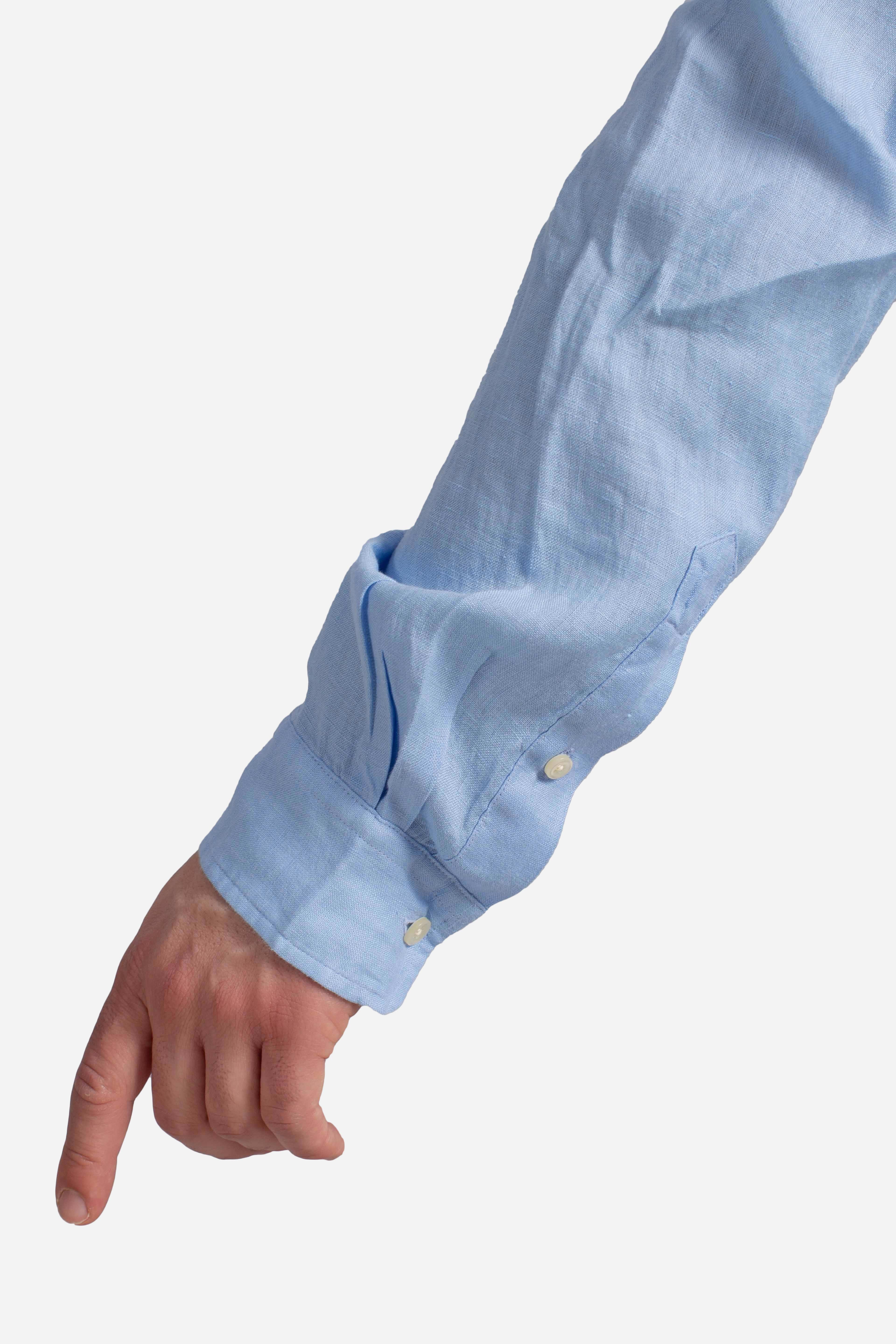 Camicia in lino botton down Slim-Fit light blue