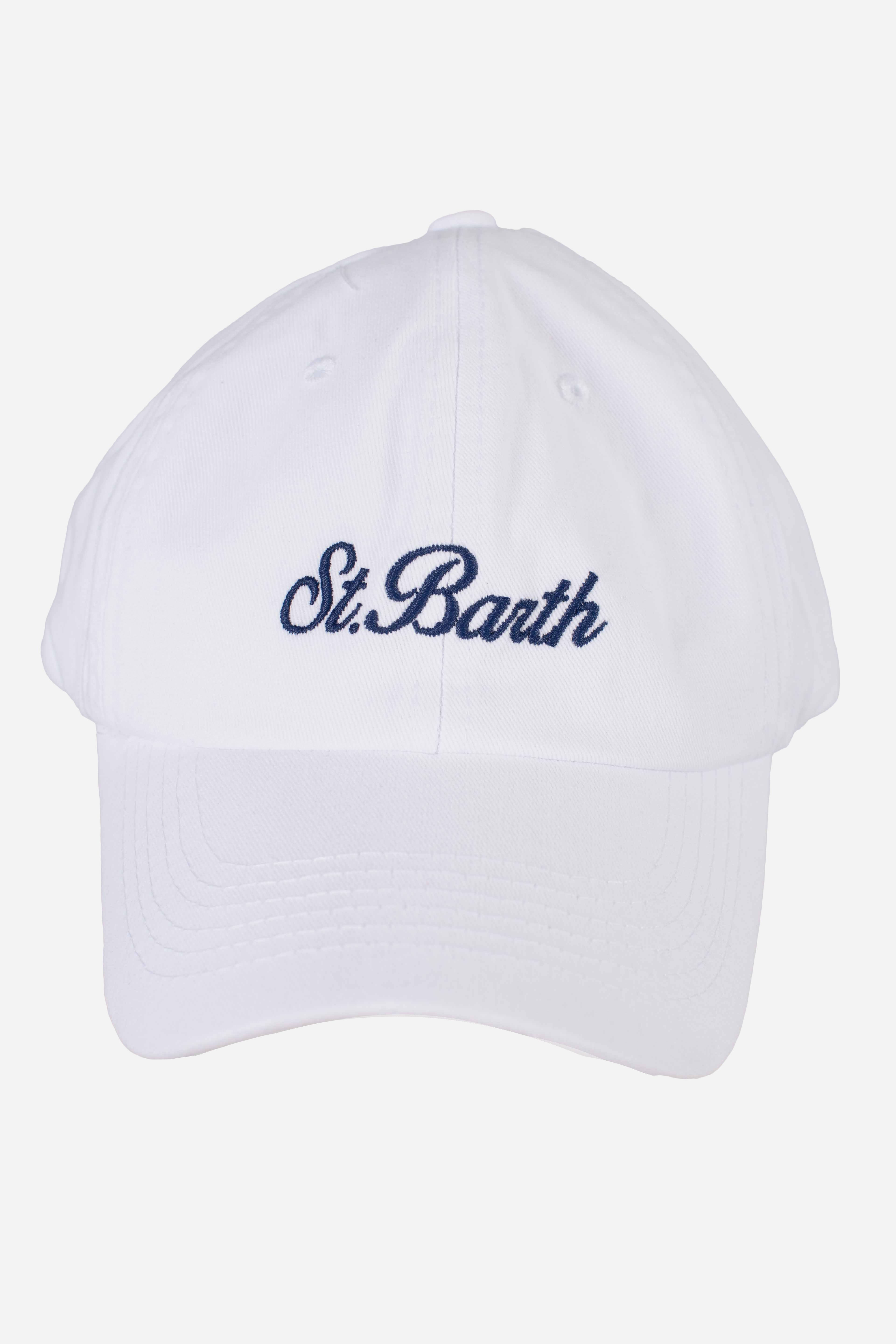 Cappellino Davis con visiera in cotone bianco con logo ricamato
