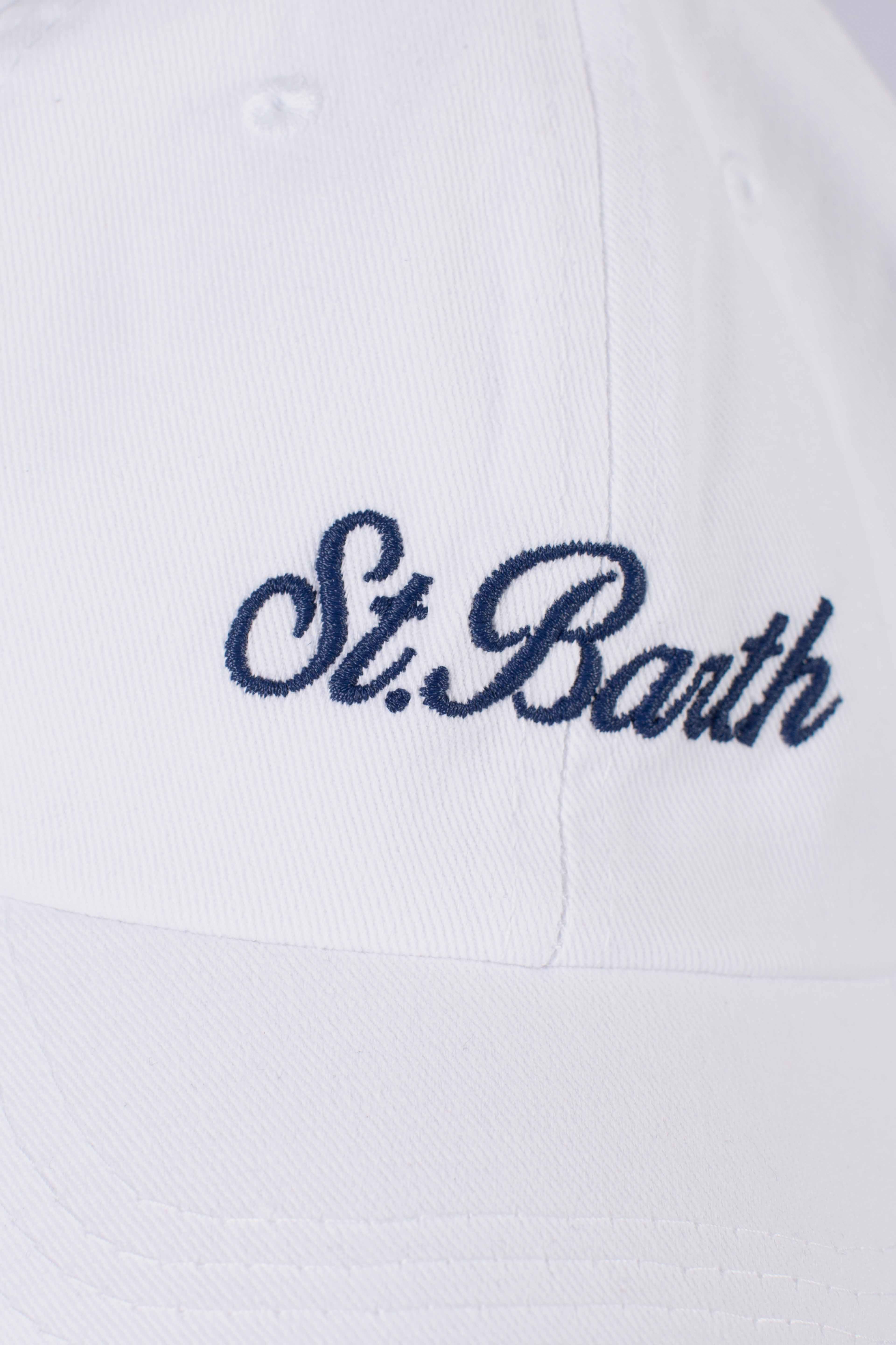 Cappellino Davis con visiera in cotone bianco con logo ricamato