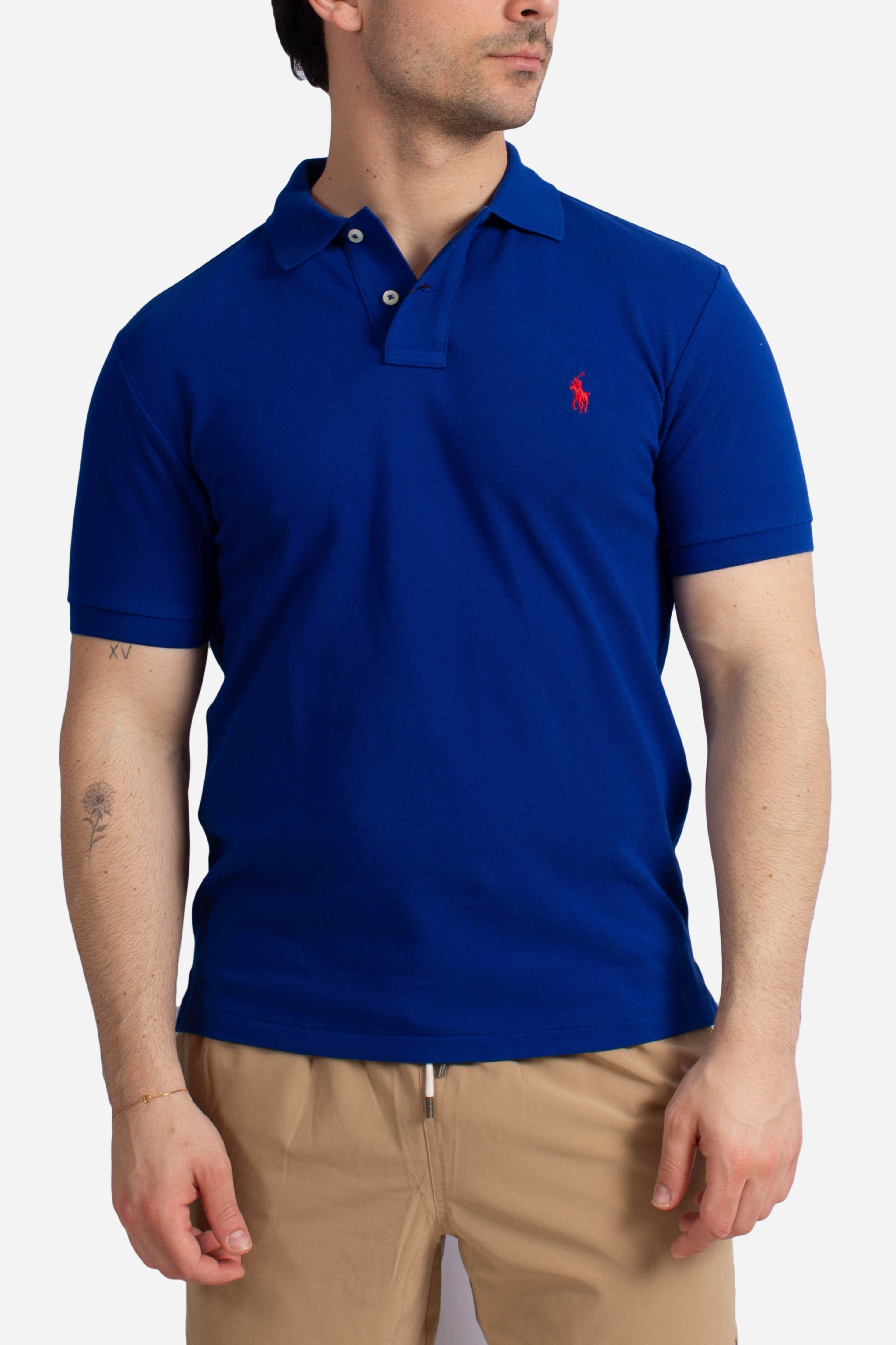 Polo iconica in piqué Custom Slim-Fit blue royal