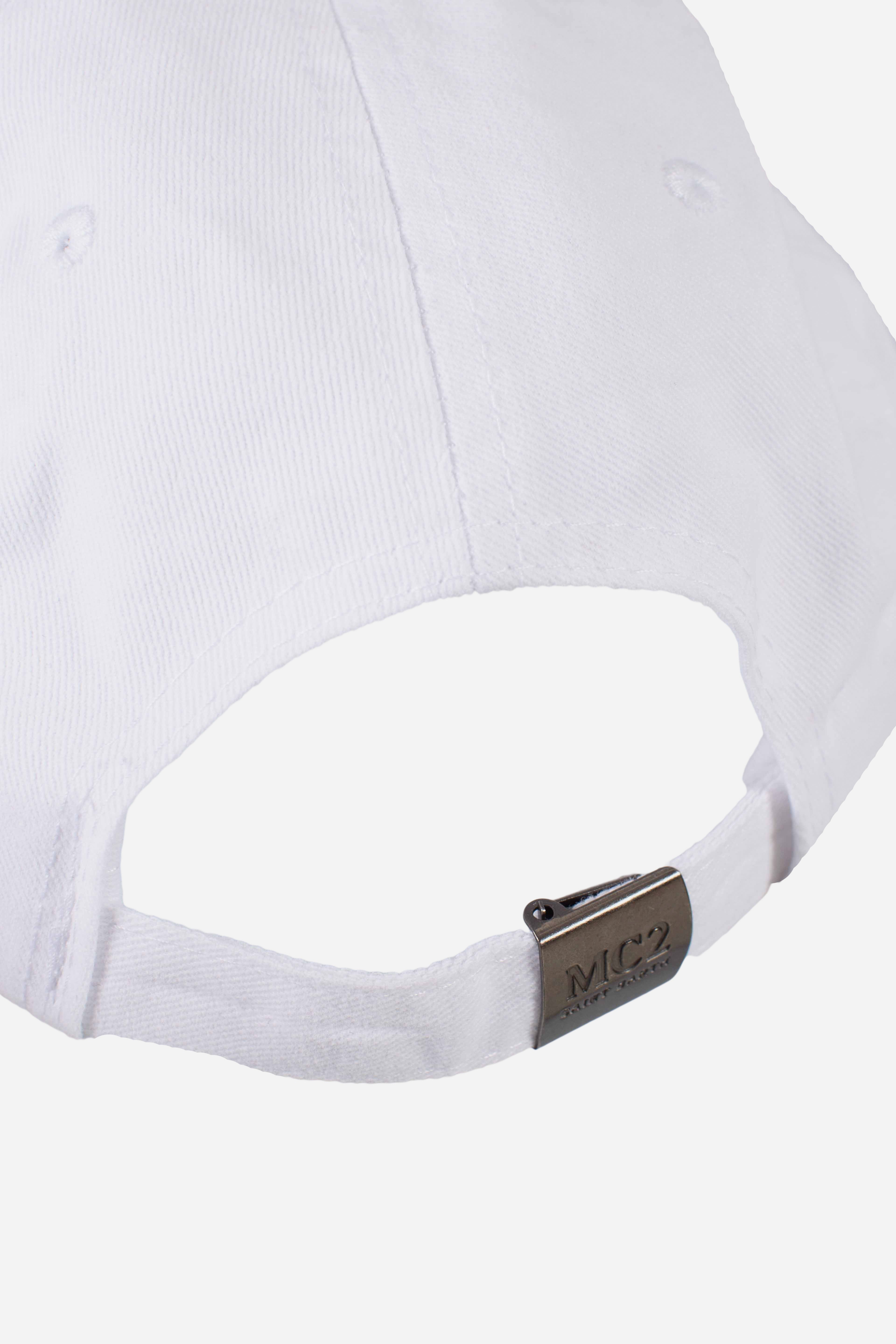 Cappellino Davis con visiera in cotone bianco con logo ricamato