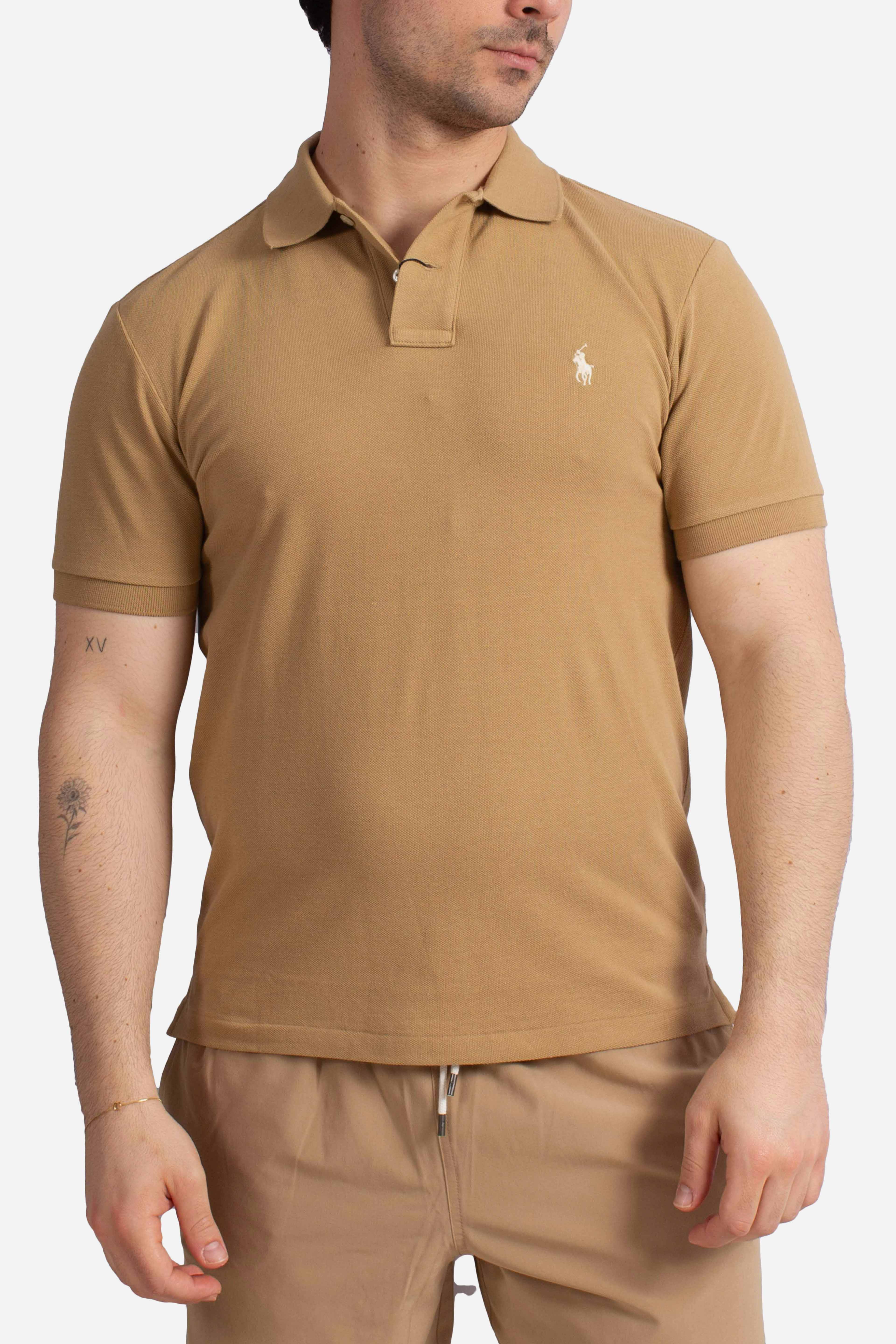 Polo iconica in piqué Custom Slim-Fit cafe tan