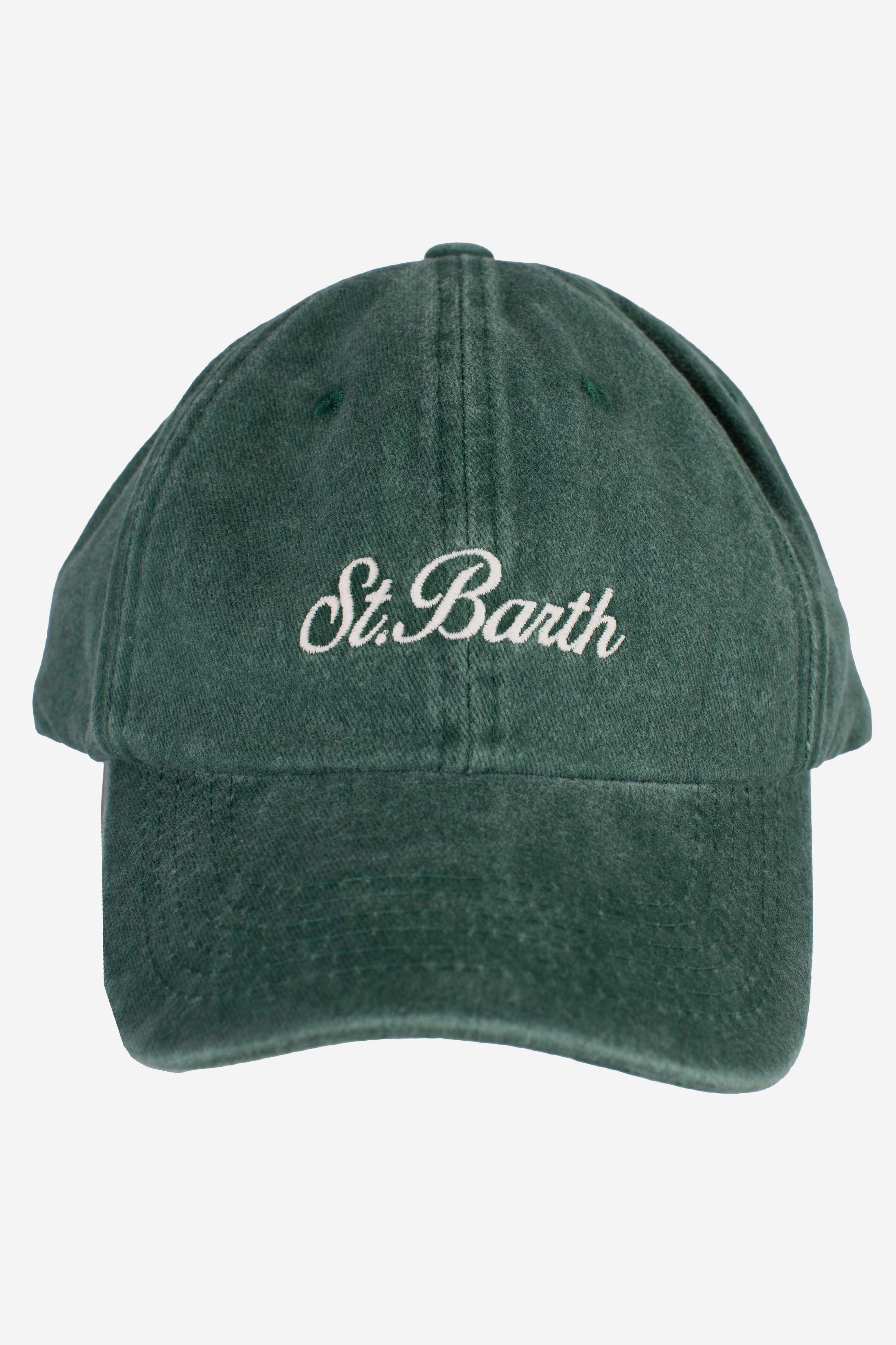 Cappellino Davis con visiera in cotone verde con logo ricamato