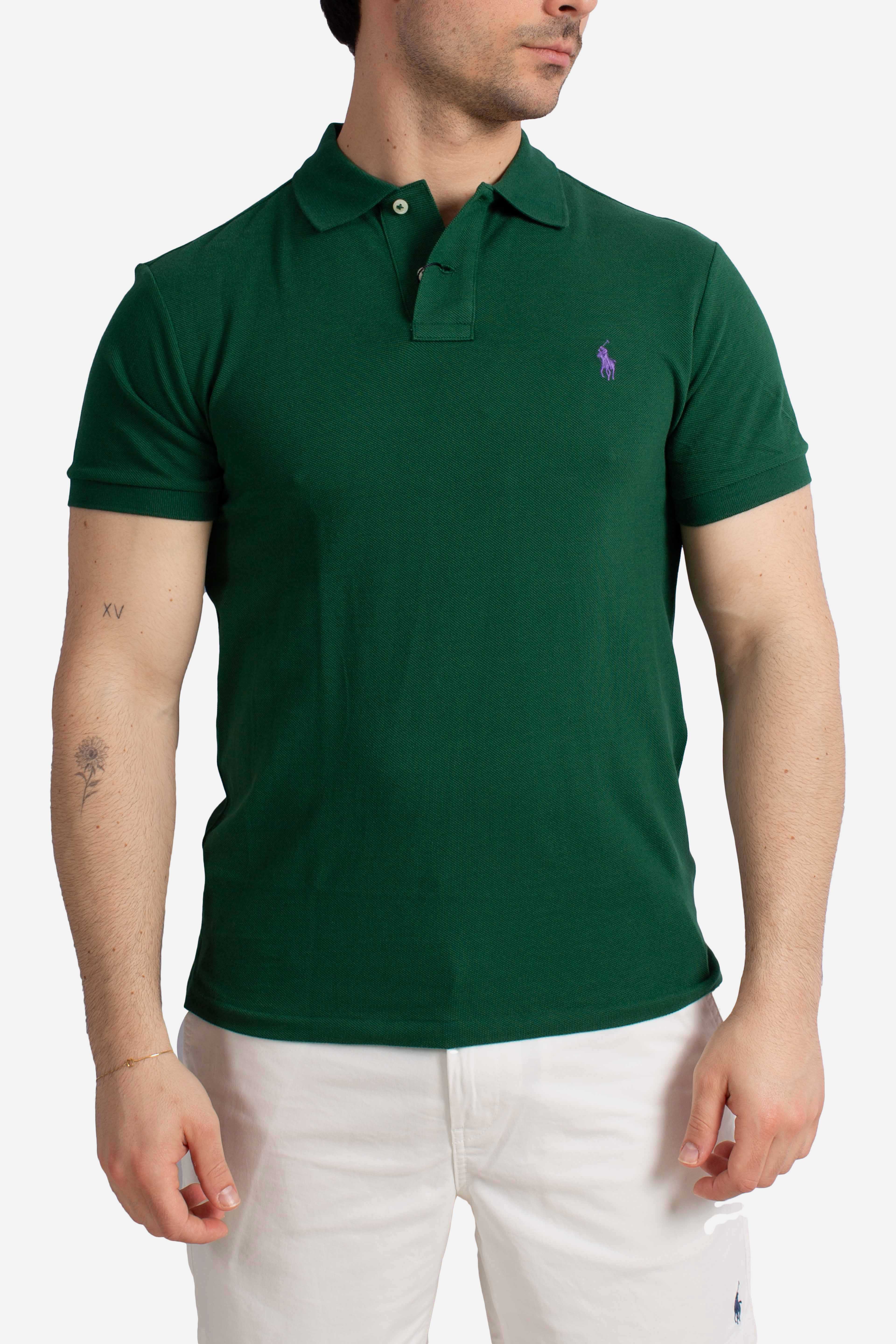 Polo iconica in piqué Custom Slim-Fit green