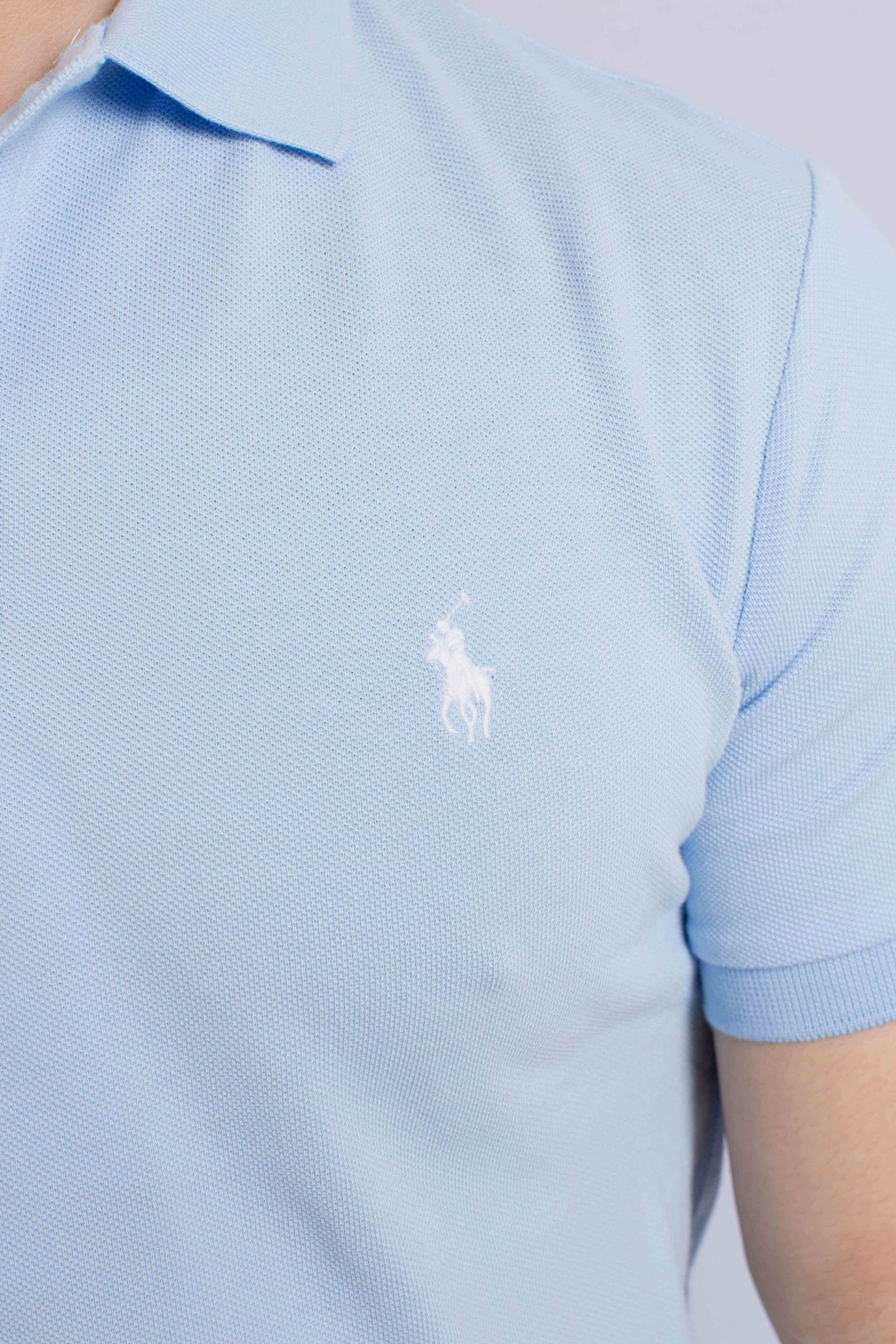 Polo iconica in piqué Custom Slim-Fit light blue