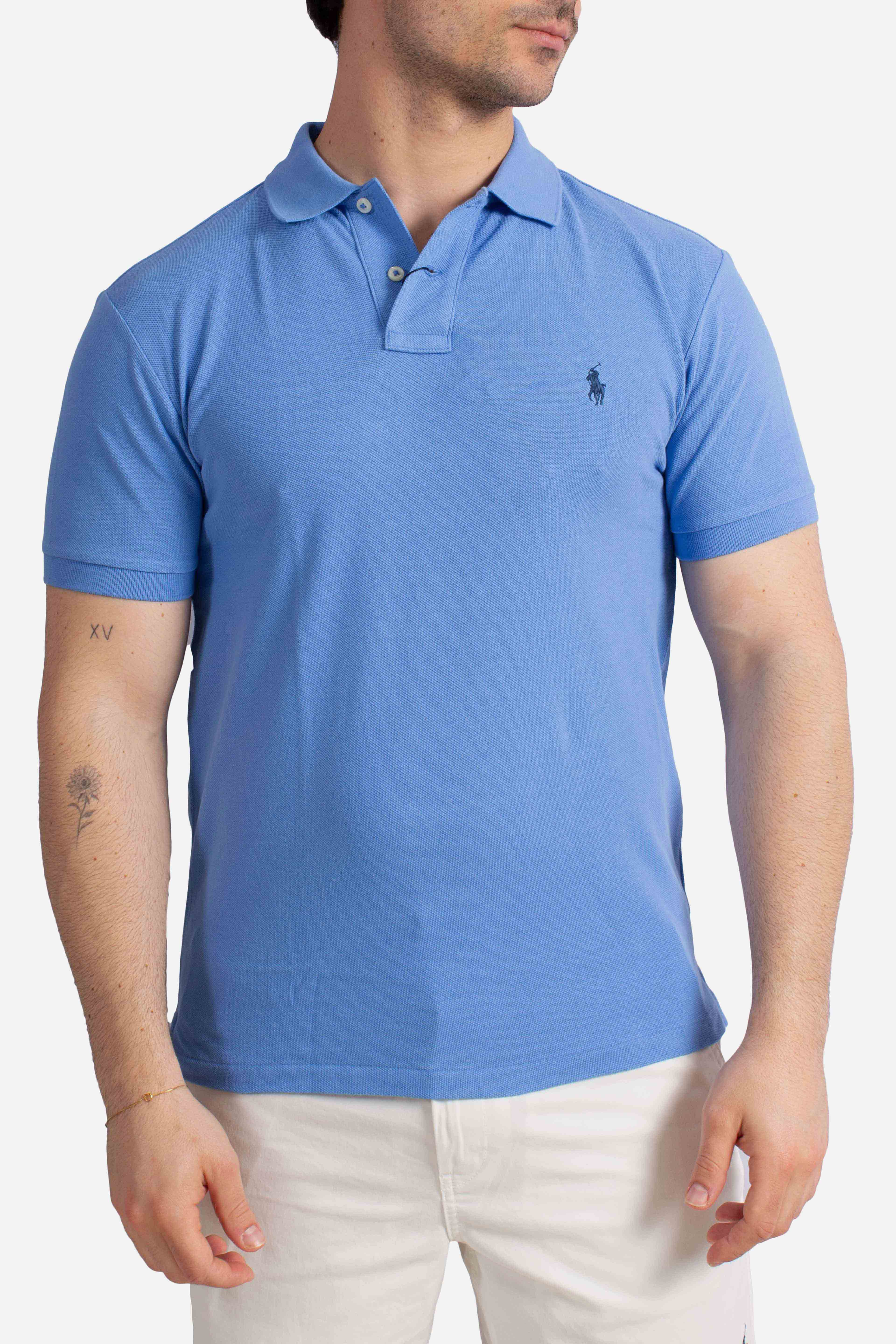Polo iconica in piqué Custom Slim-Fit core replen blue
