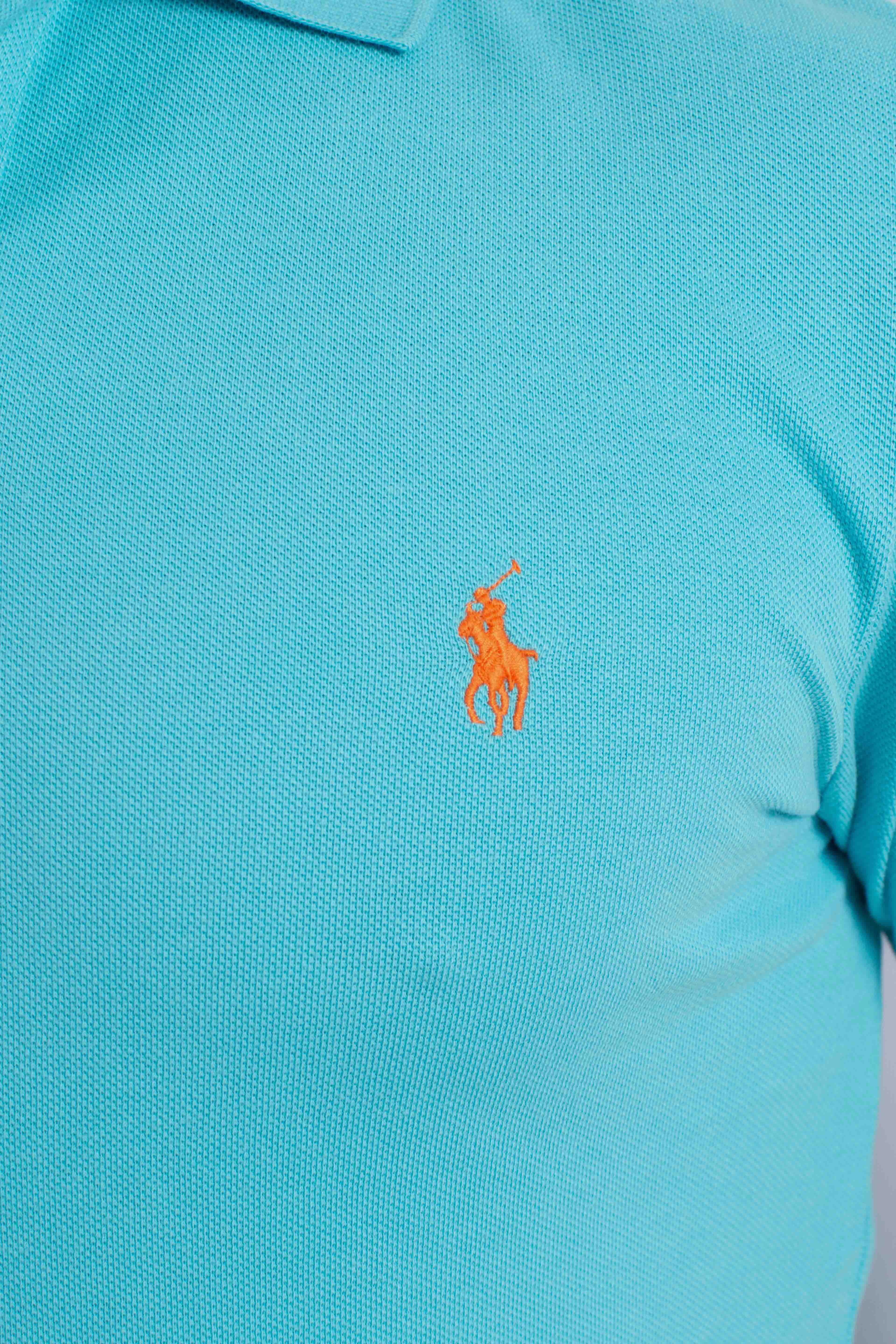 Polo iconica in piqué Custom Slim-Fit turquoise