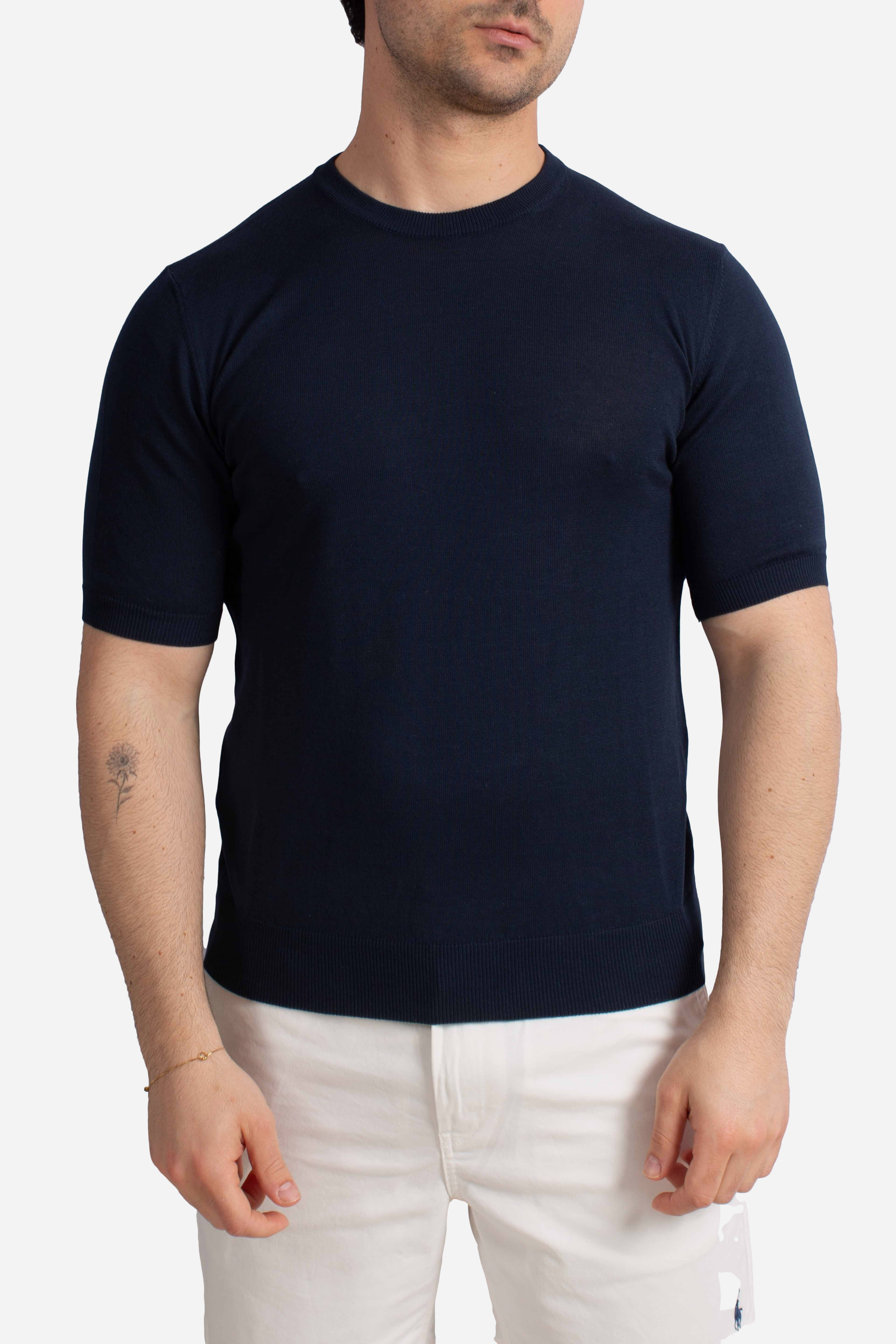 Maglia Crisrian girocollo in cotone blu