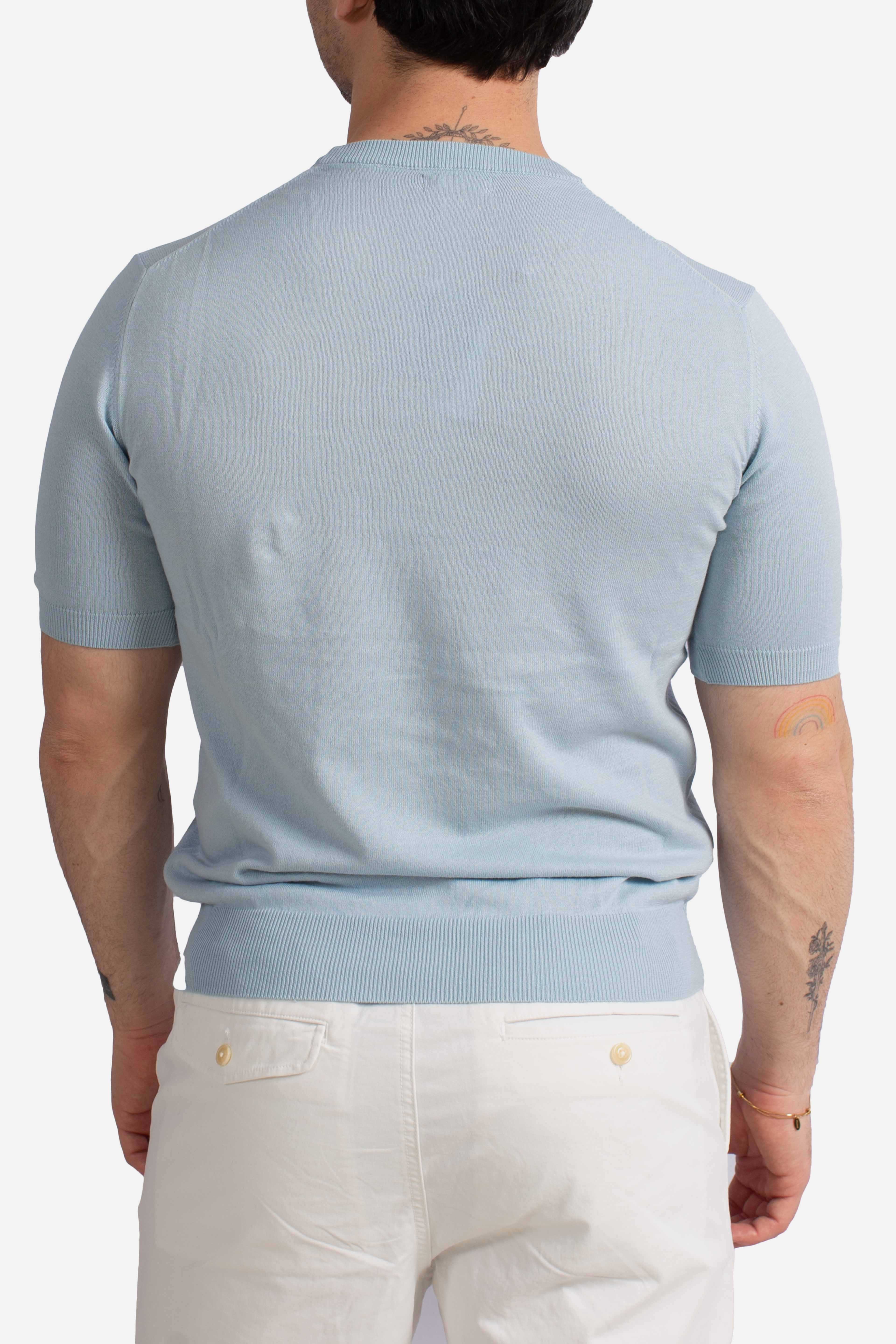 Maglia Cristian girocollo in cotone celeste