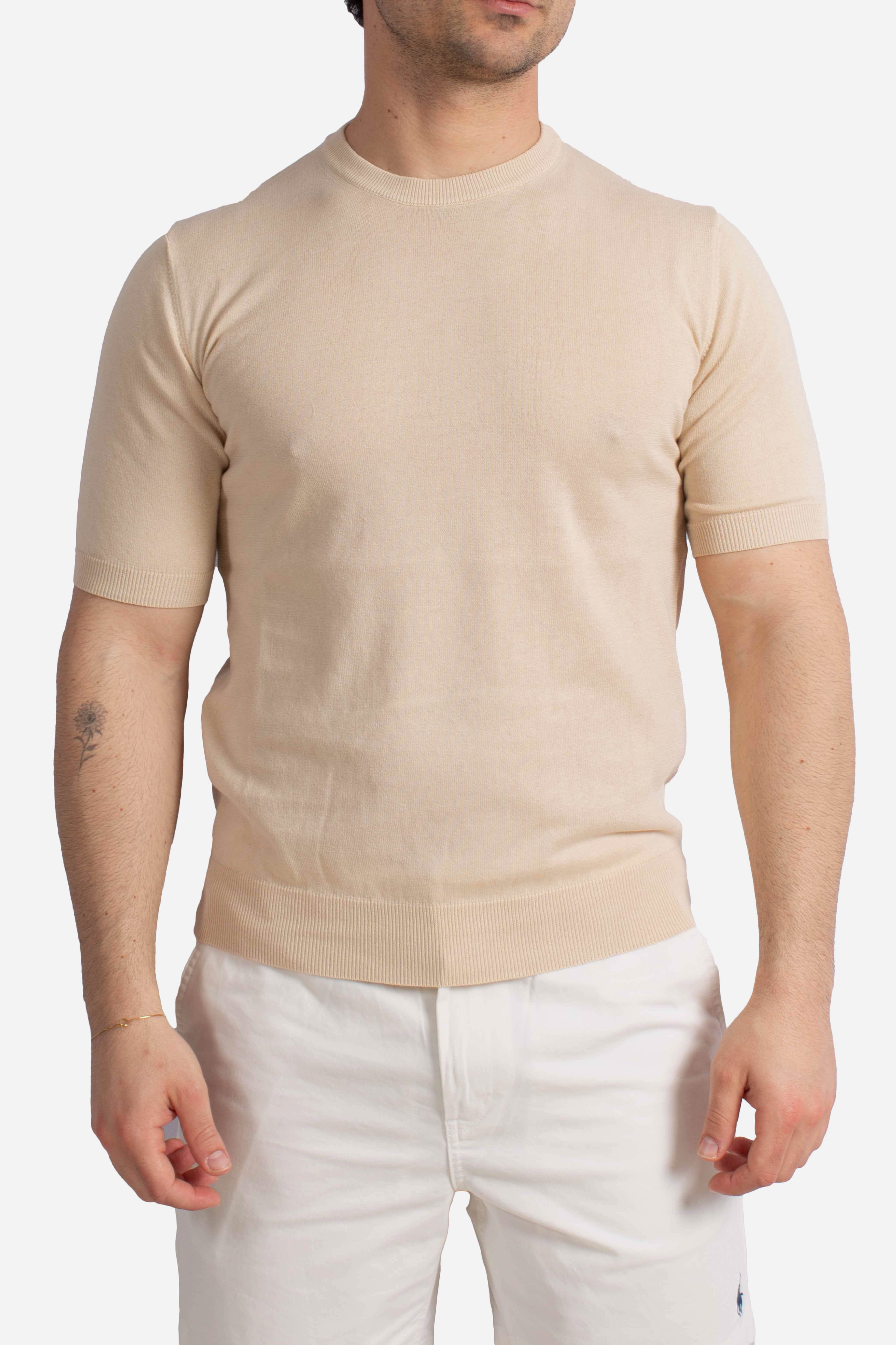 Maglia Cristian girocollo in cotone beige
