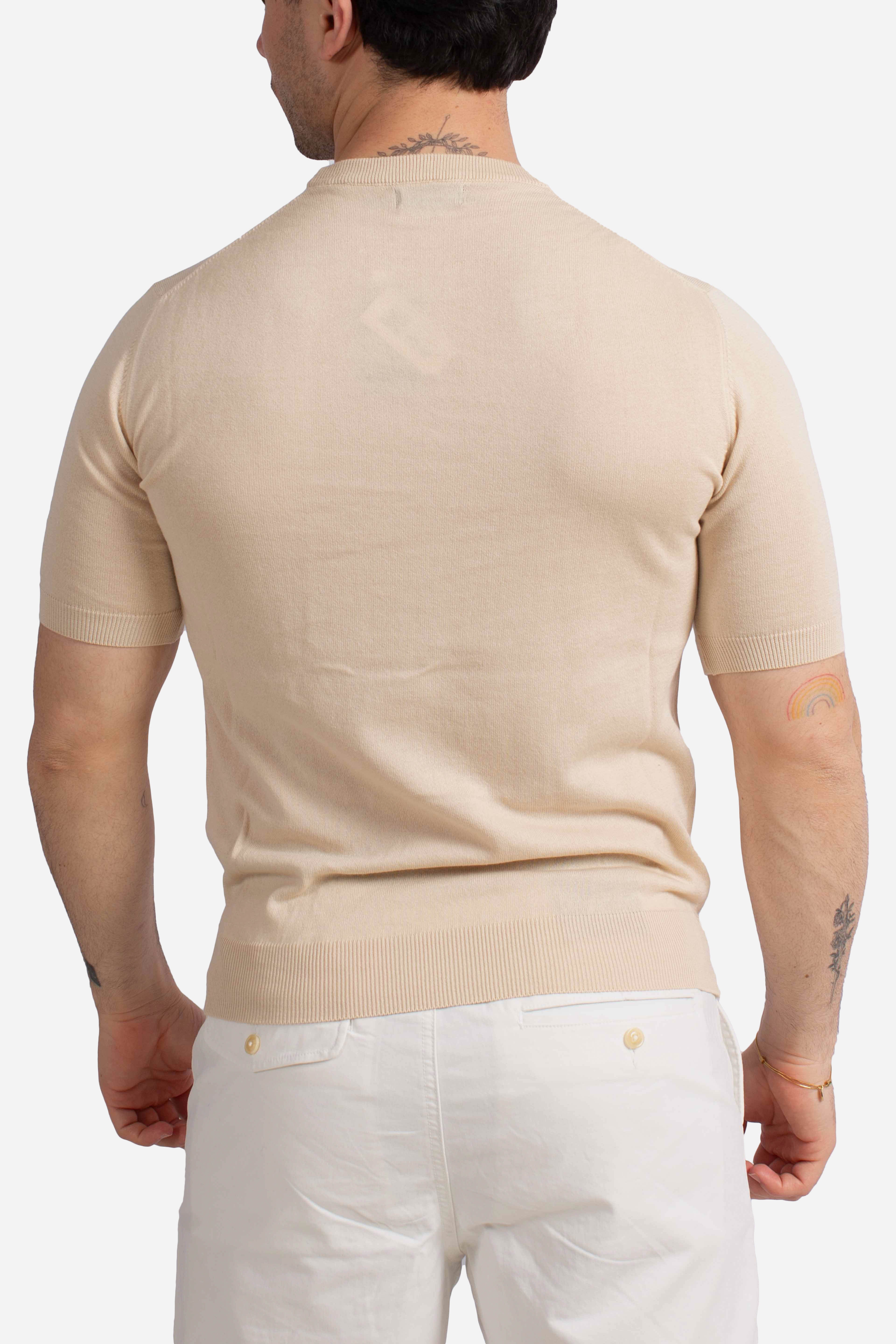 Maglia Cristian girocollo in cotone beige