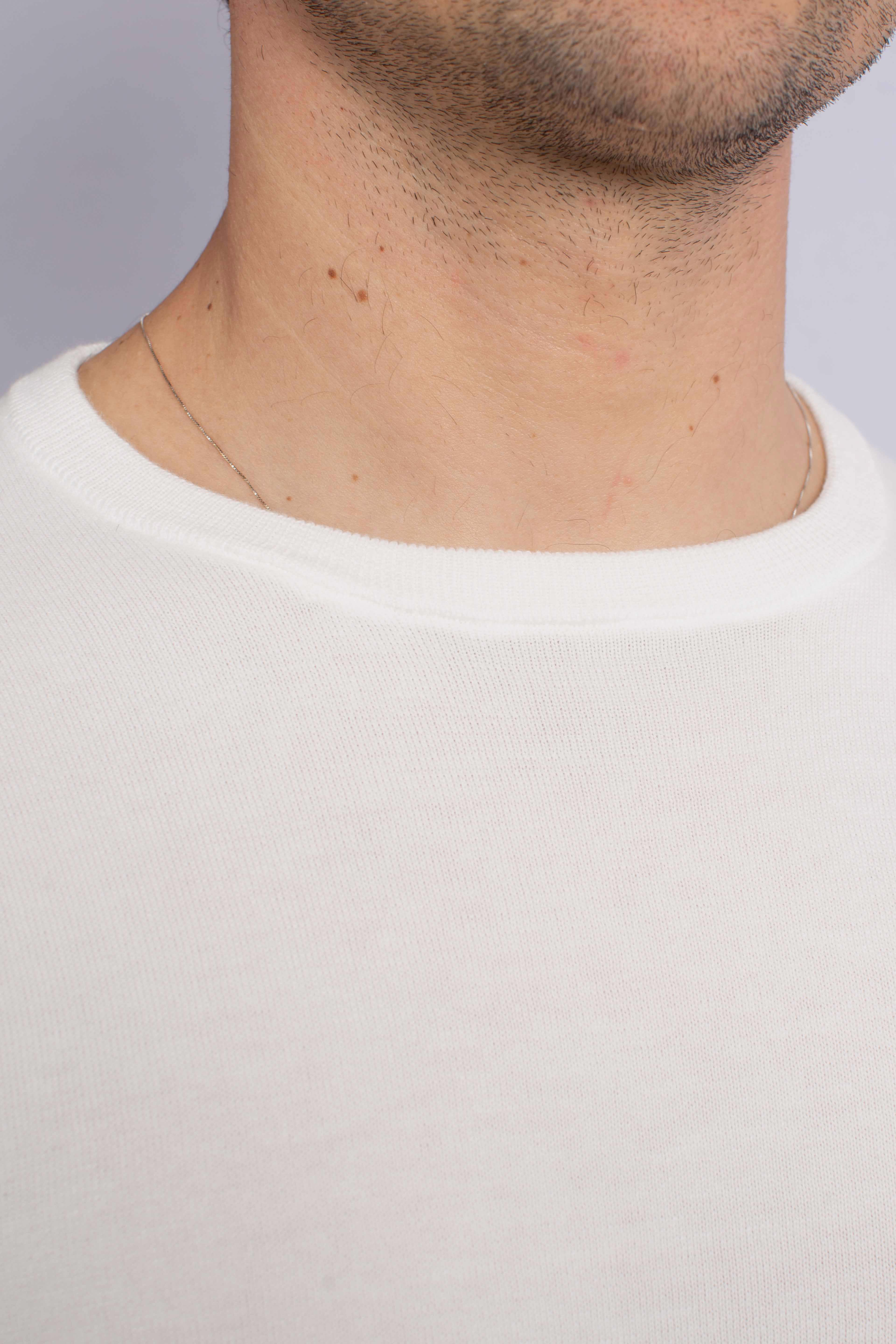 Maglione slim fit in cotone testurizzato white