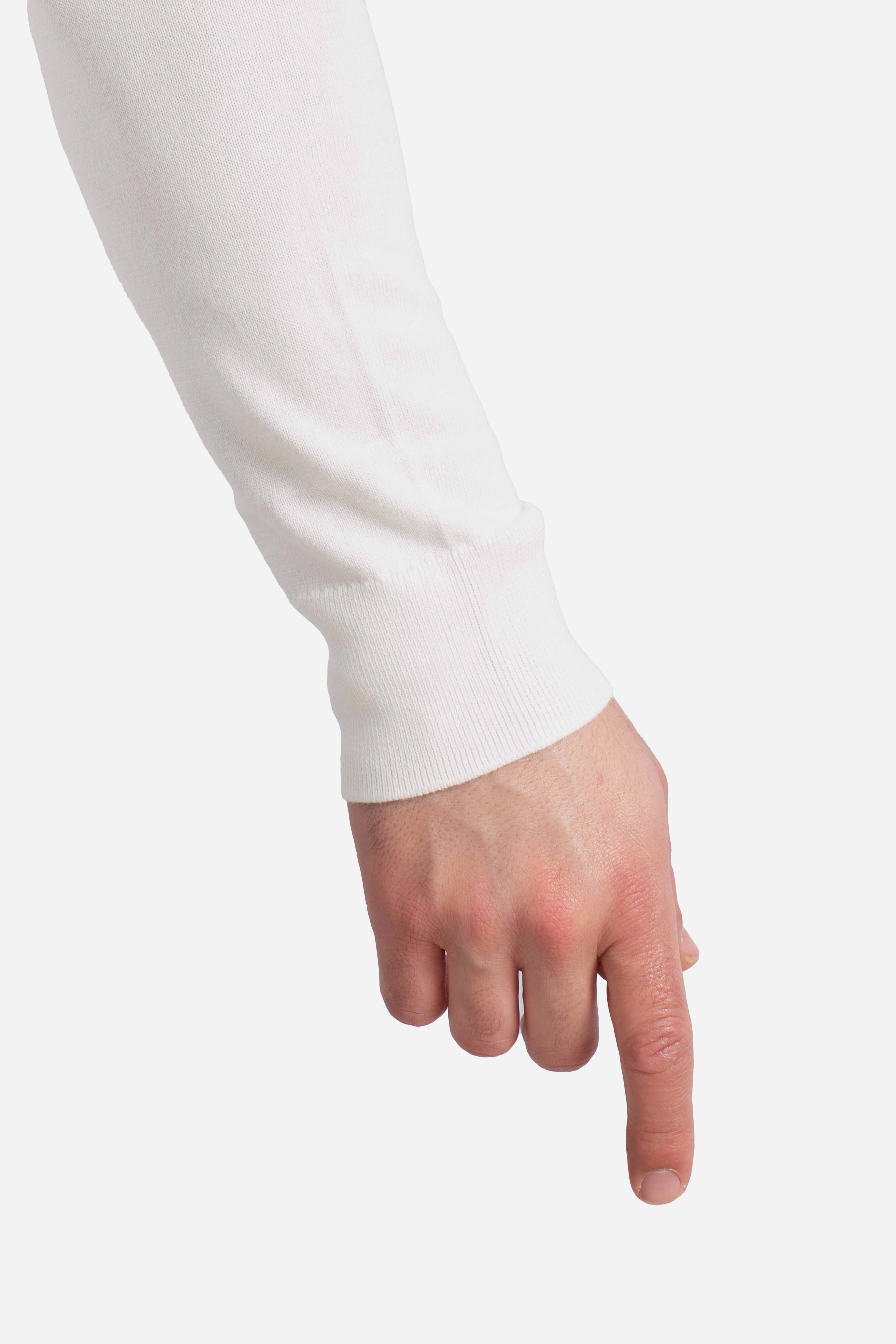 Maglione slim fit in cotone testurizzato white