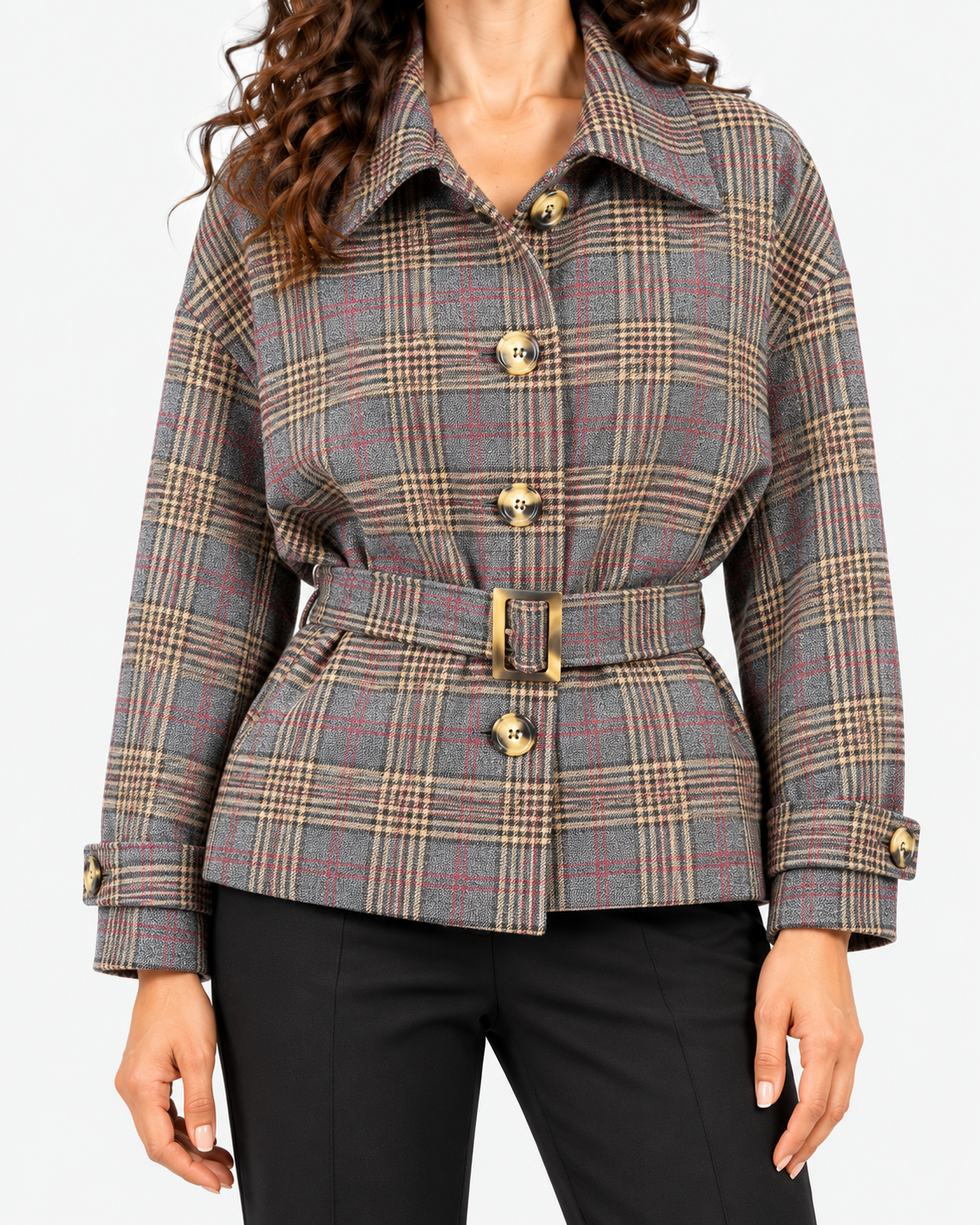 Imperial Giacca Donna Grigio Cammello a Quadri