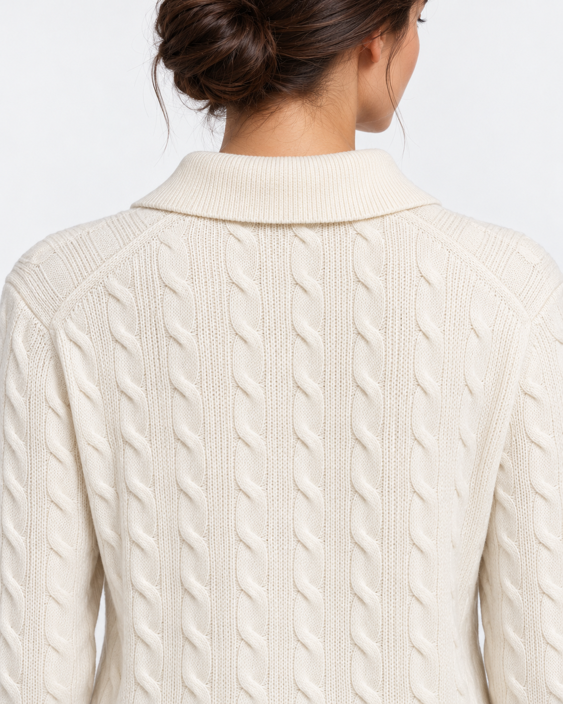 Gran Sasso Polo Donna Panna a Trecce in Lana e Cashmere
