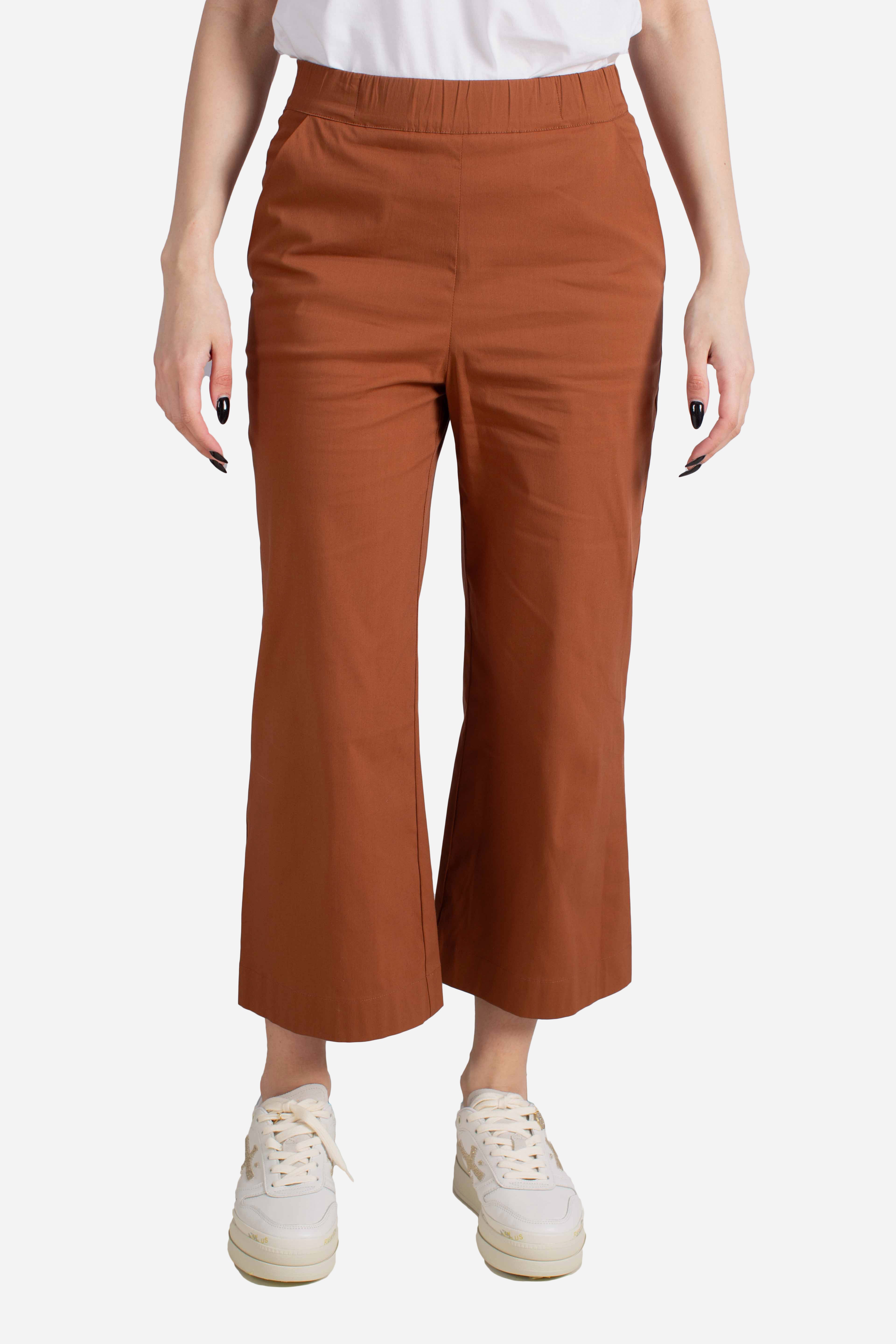 Pantalone in cotone stretch tabacco