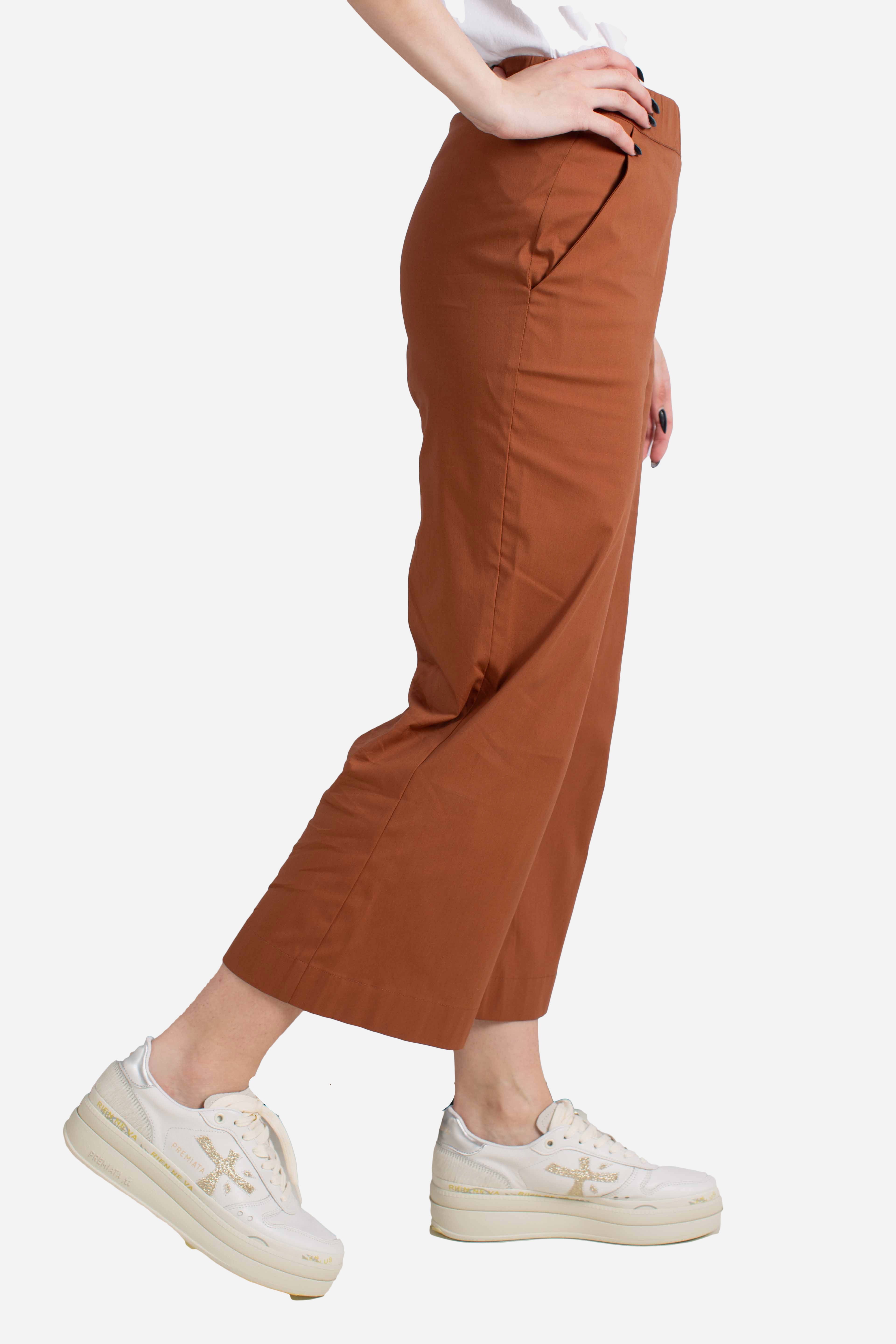 Pantalone in cotone stretch tabacco
