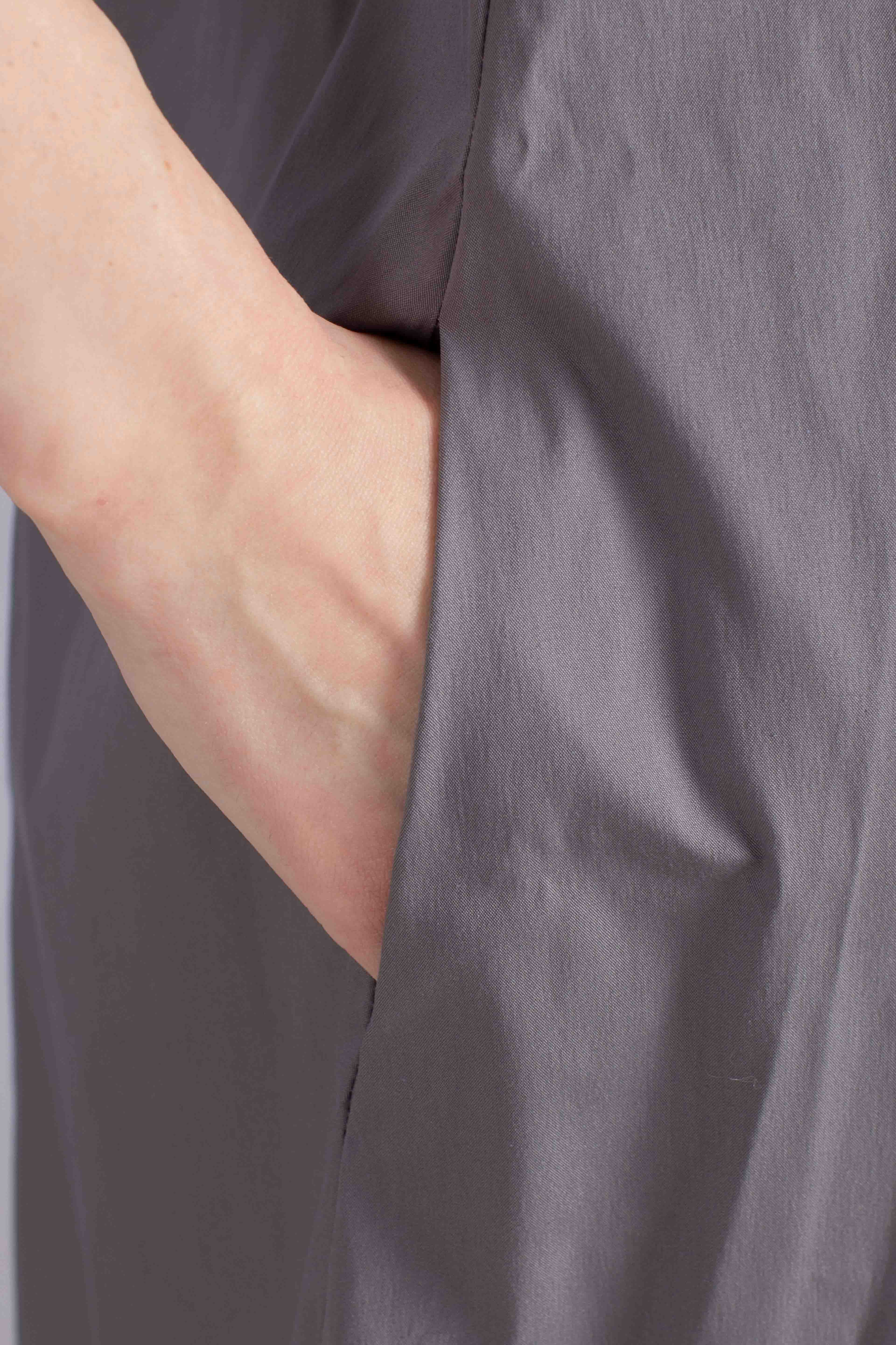 Abito lungo in cotone stretch con profili lurex grigio