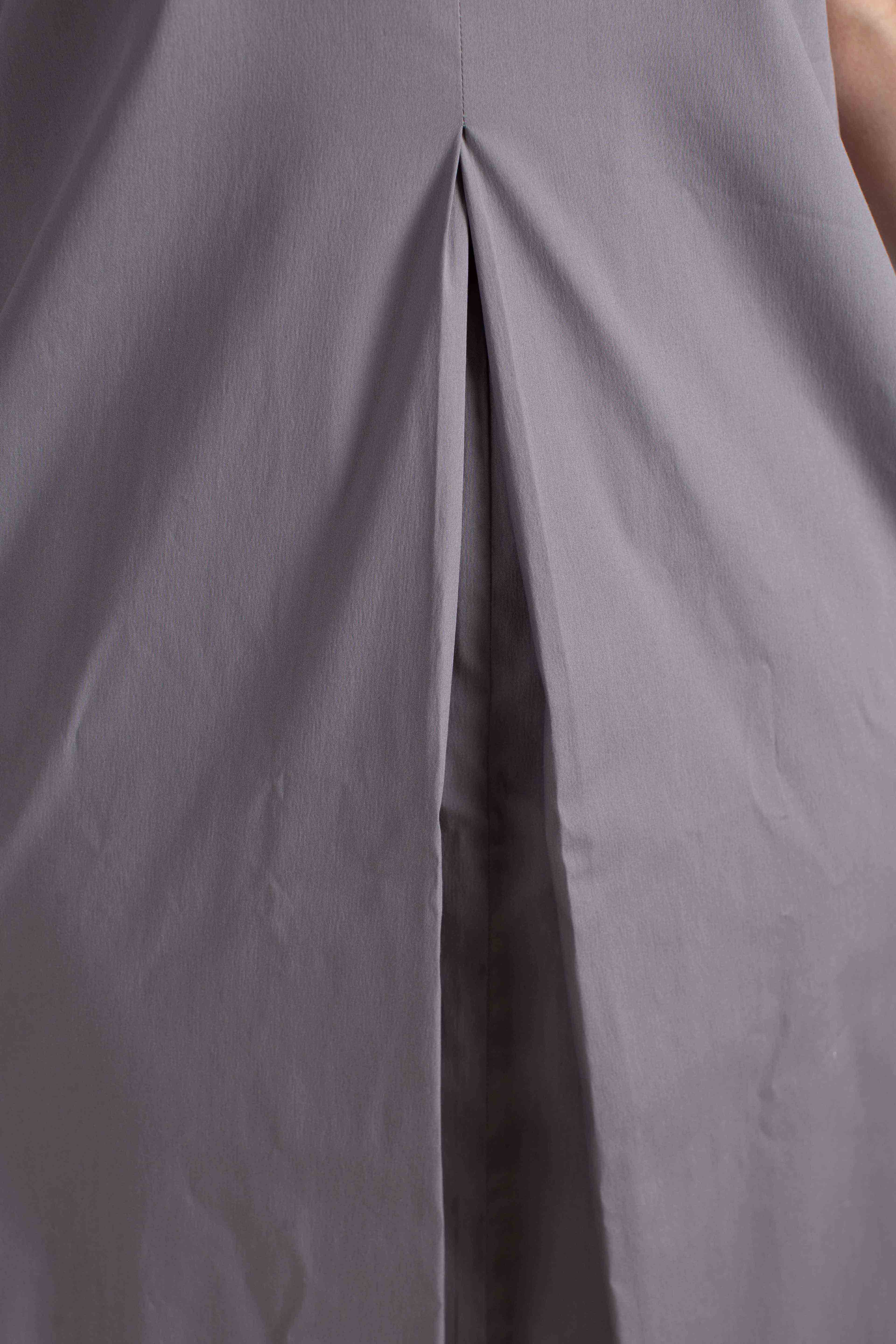 Abito lungo in cotone stretch con profili lurex grigio