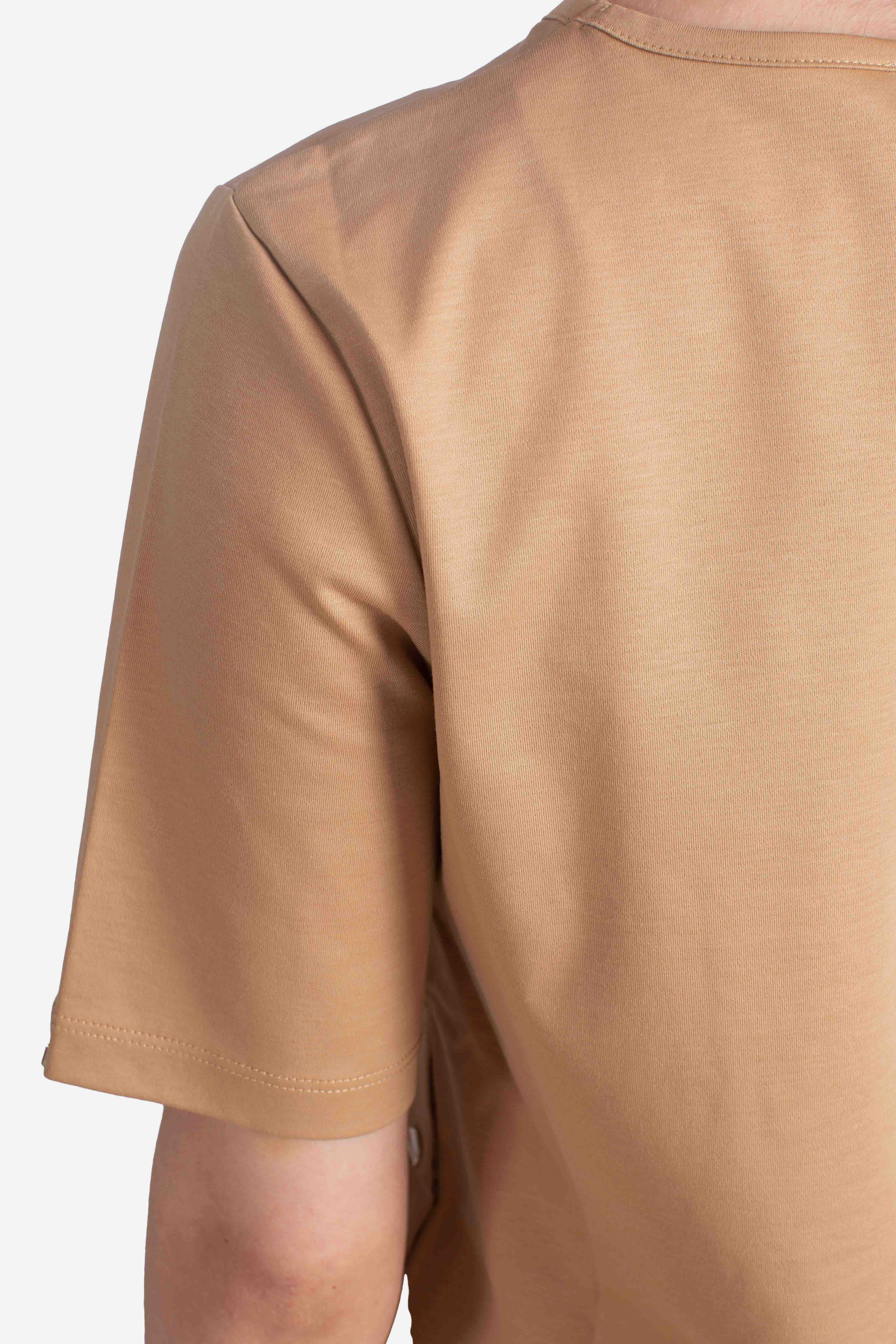 T-shirt in ever cotton interlock e monogram lurex cammello