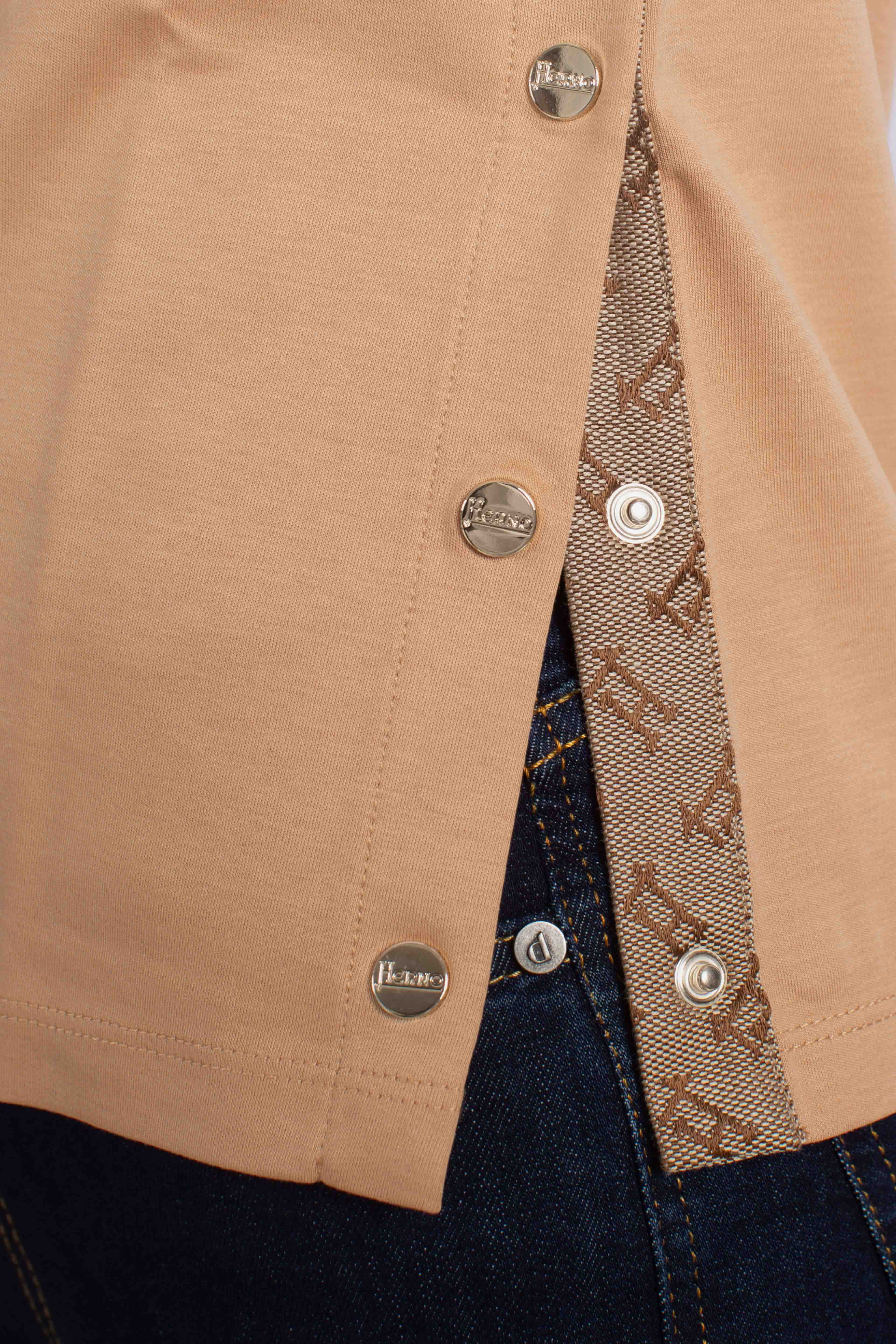 T-shirt in ever cotton interlock e monogram lurex cammello