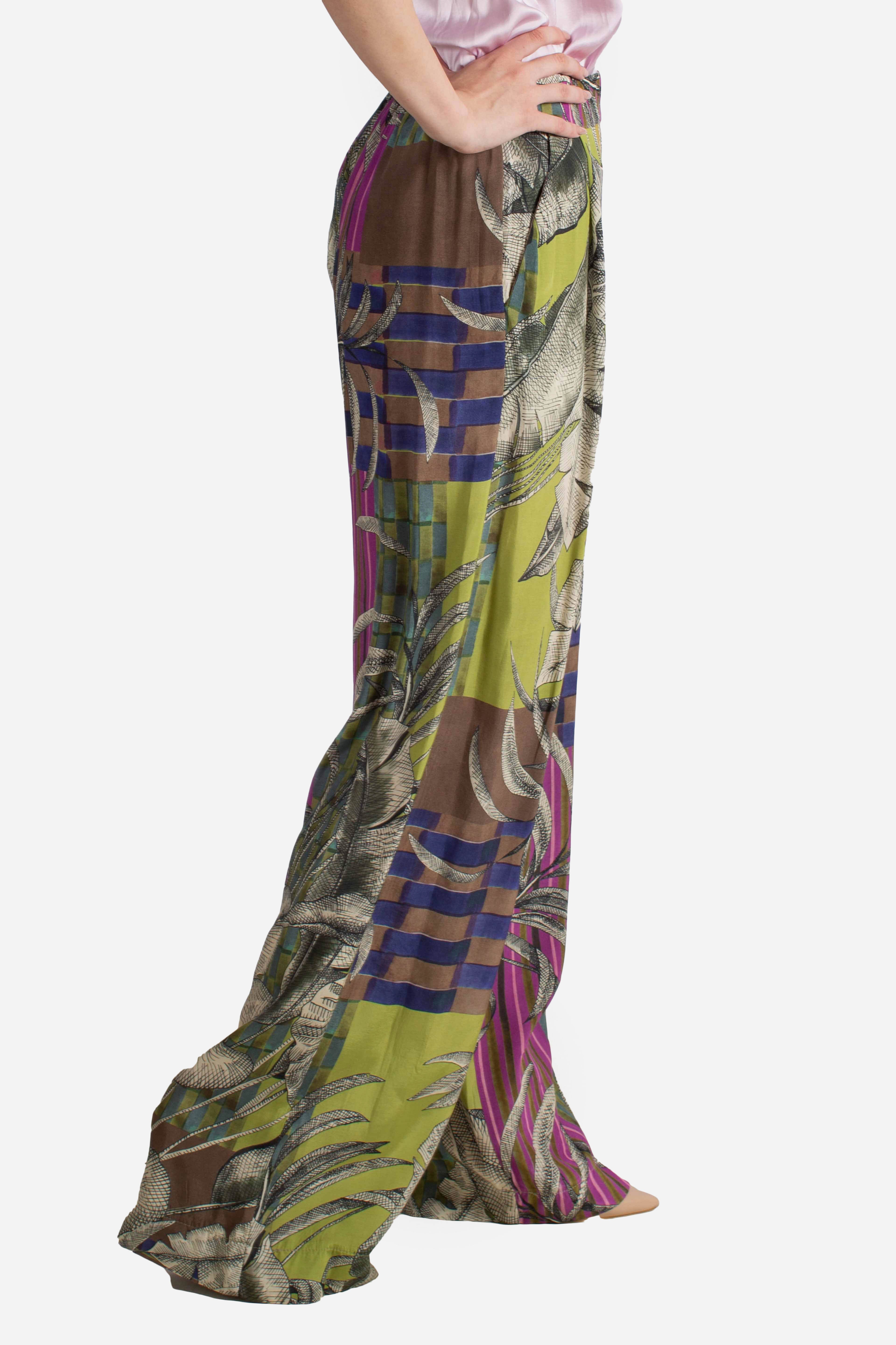 Pantalone palazzo donna in viscosa fantasia multicolor