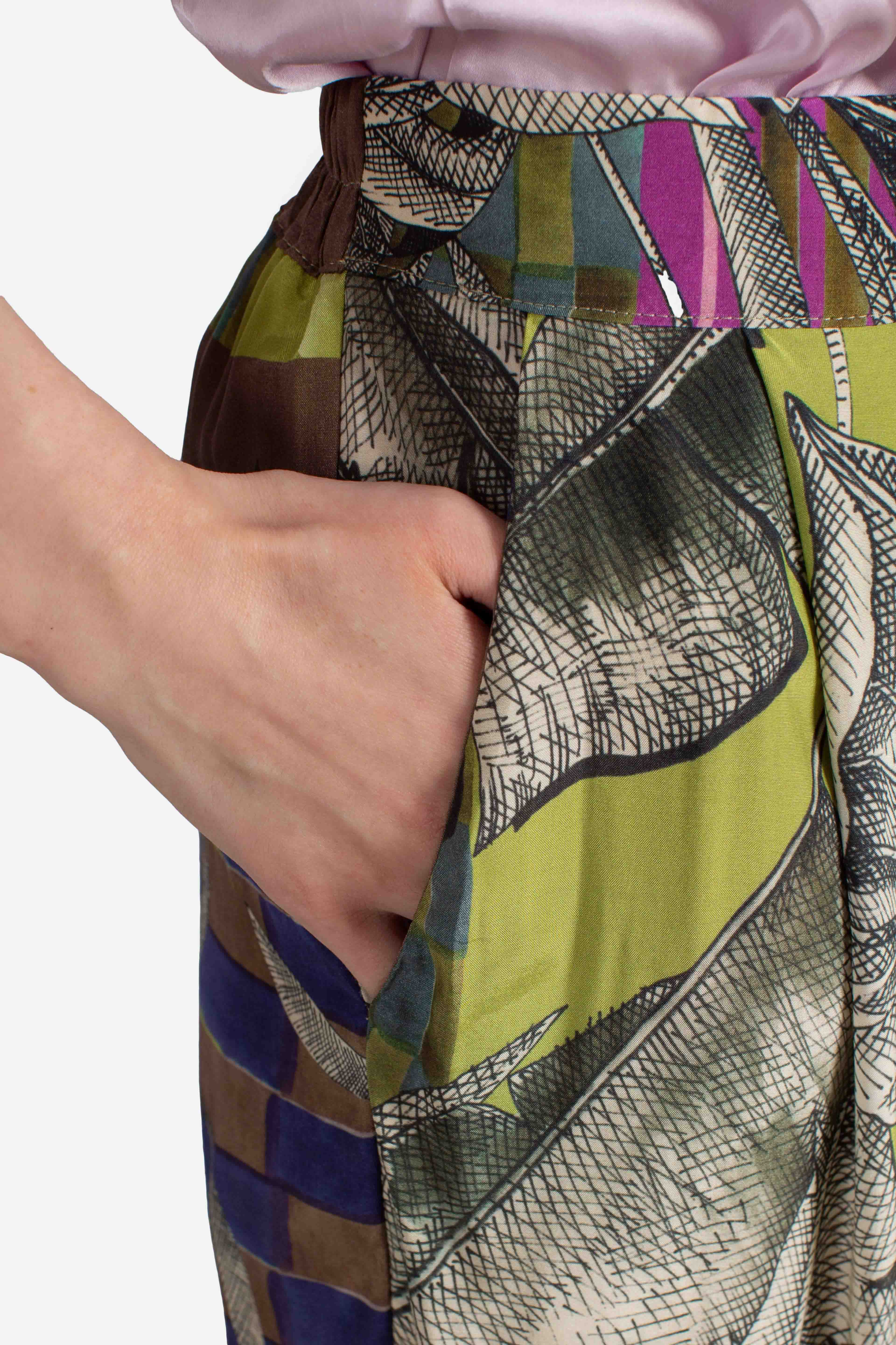 Pantalone palazzo donna in viscosa fantasia multicolor