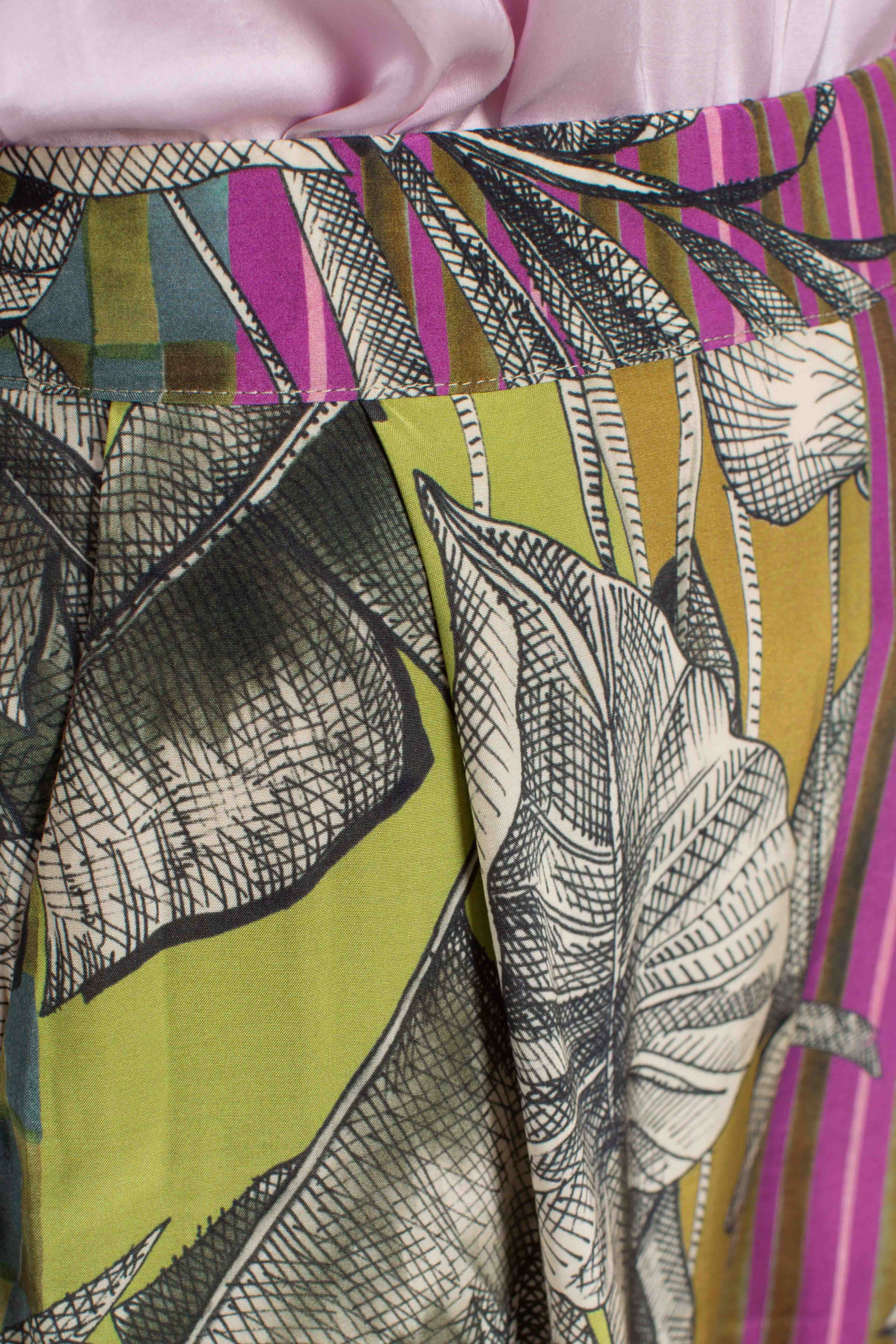 Pantalone palazzo donna in viscosa fantasia multicolor