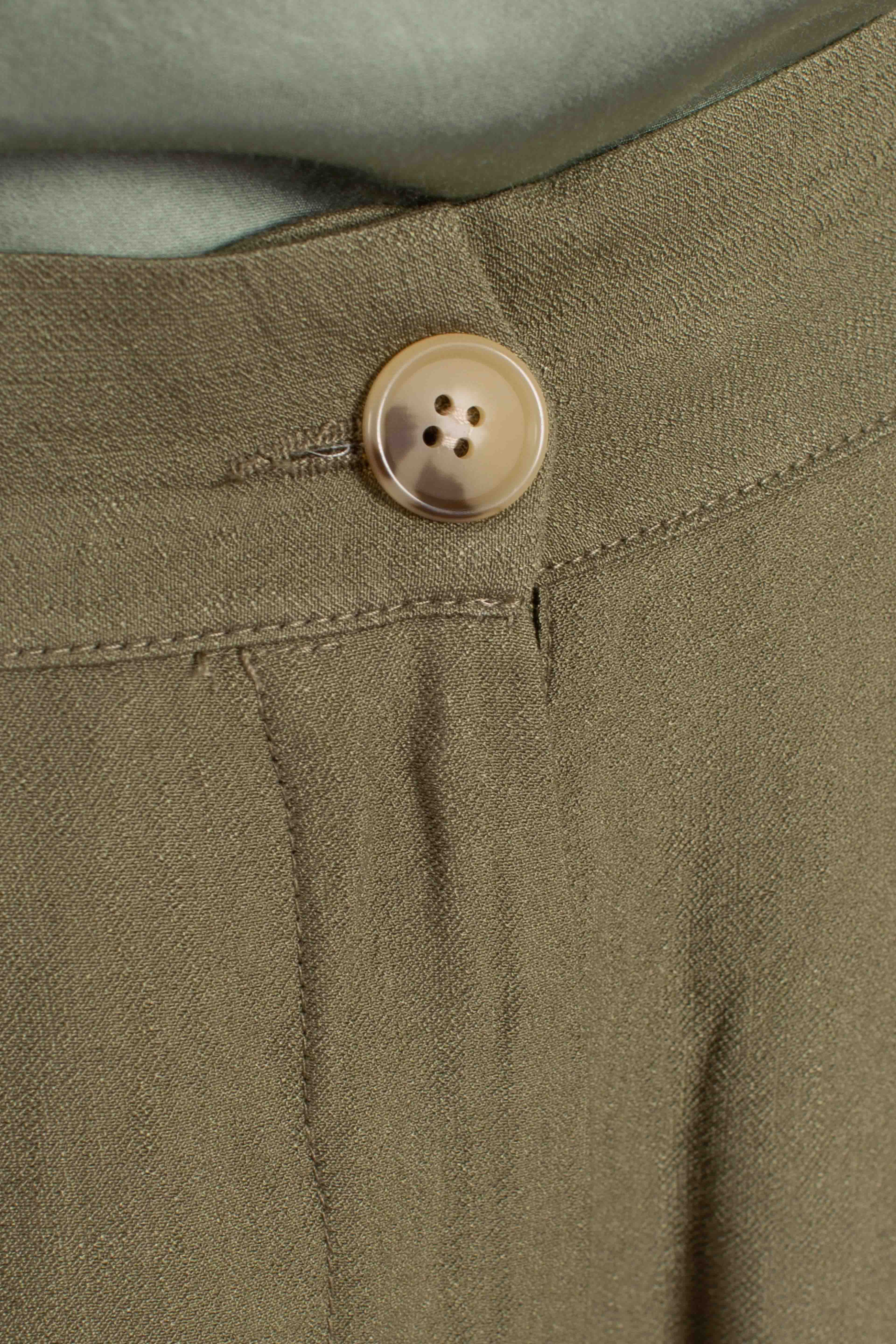 Pantalone donna verde militare a gamba ampia