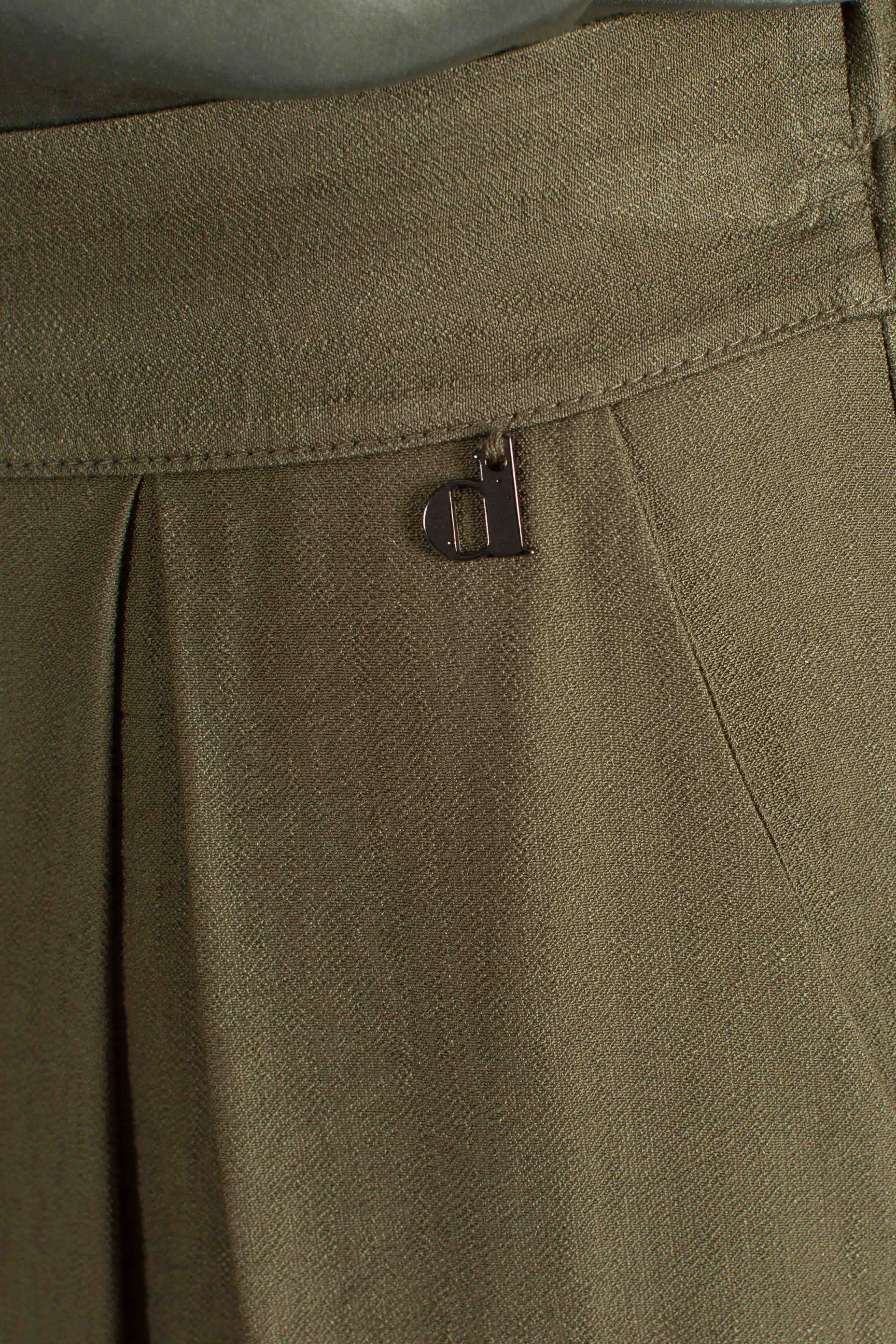 Pantalone donna verde militare a gamba ampia