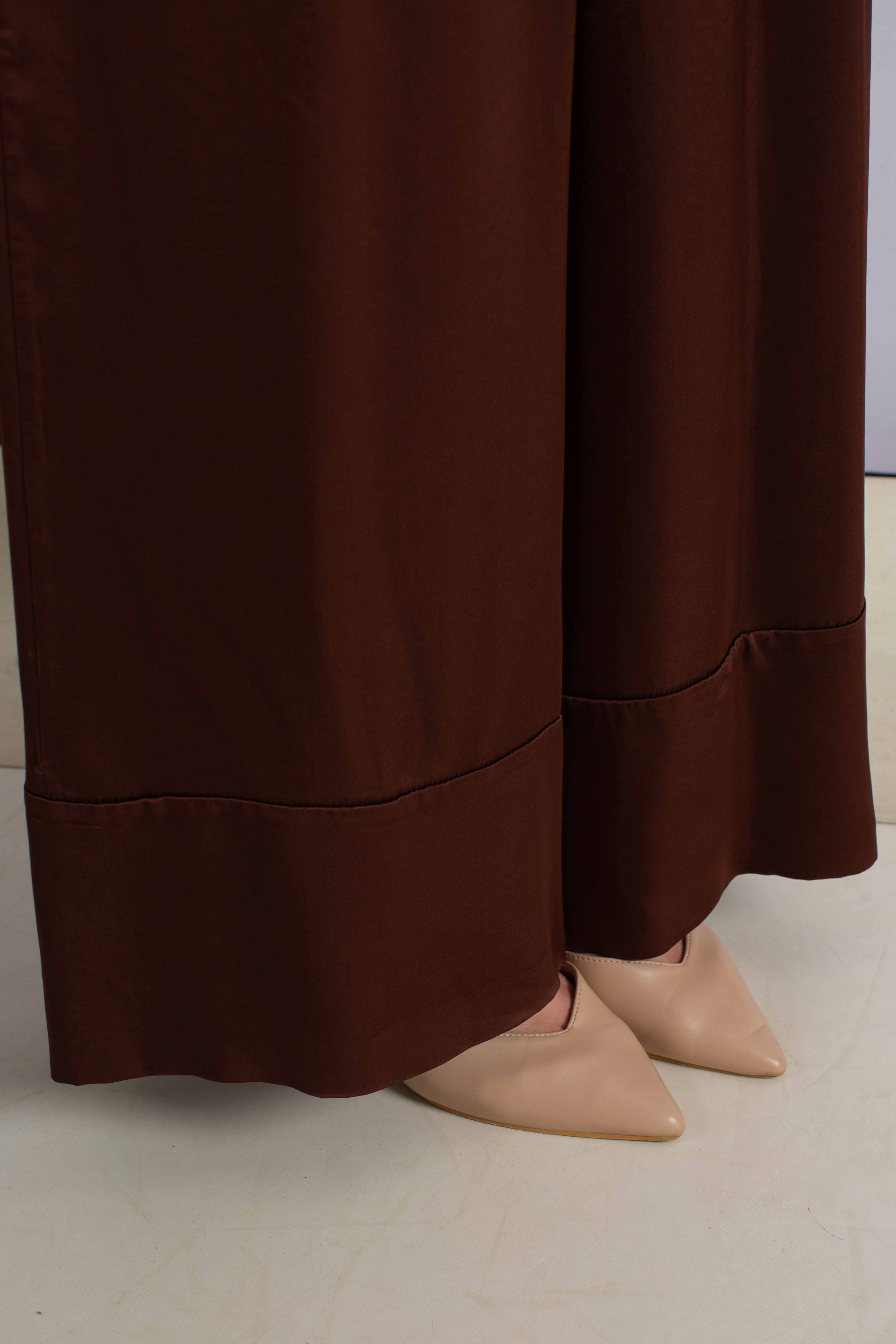 Pantalone donna ampio in viscosa color cioccolato