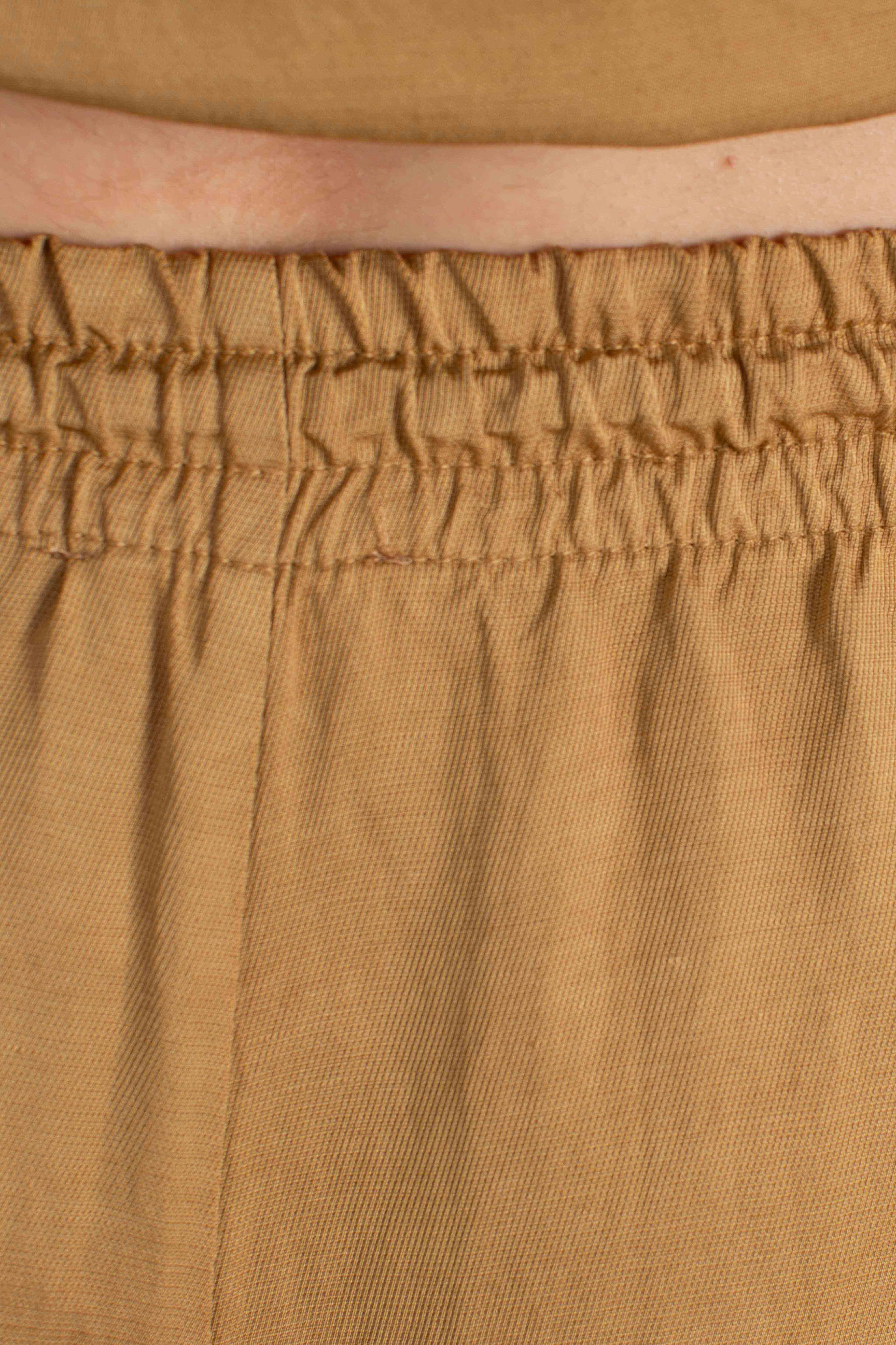 Pantalone palazzo donna color cammello in misto viscosa e lino
