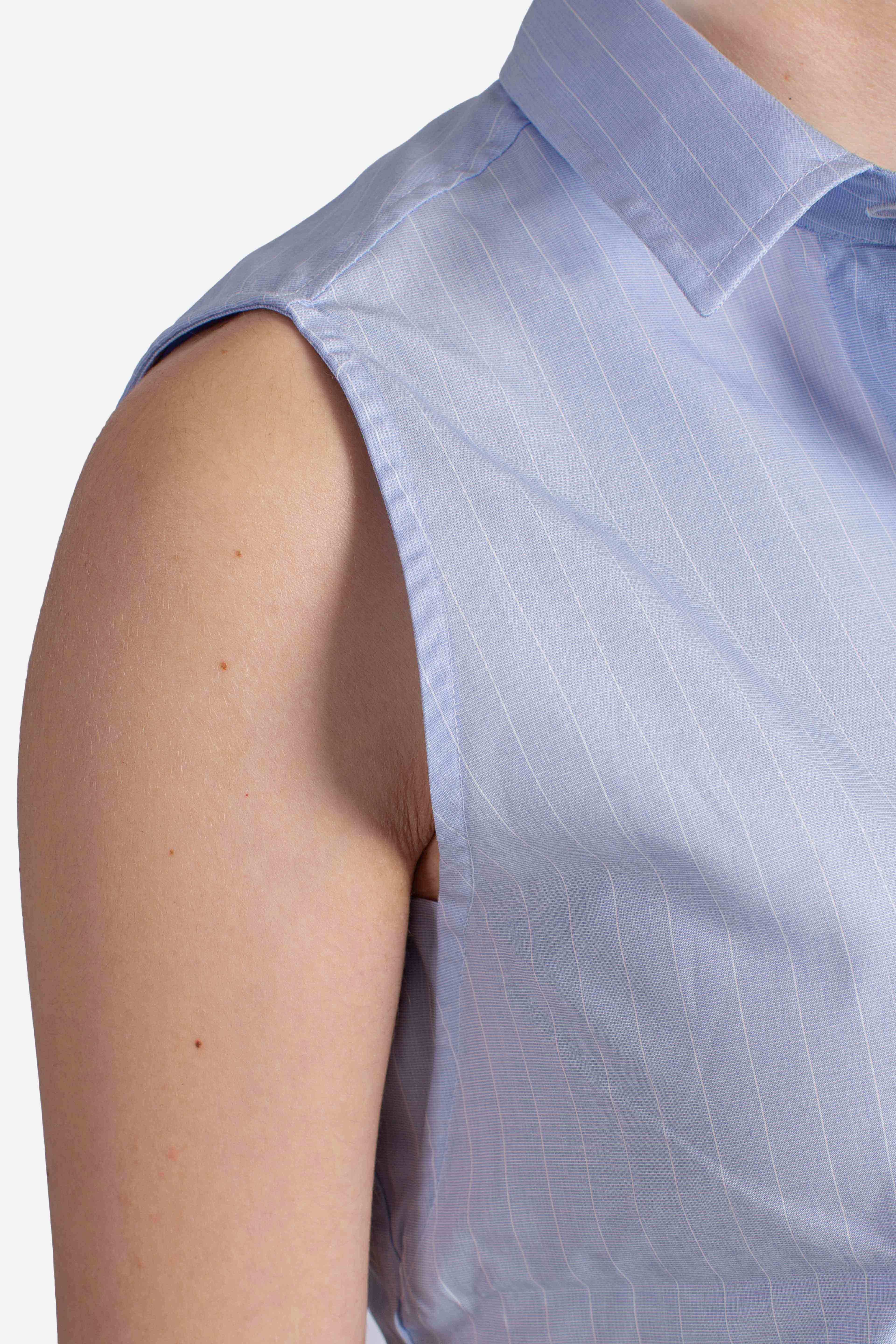 Camicia Smanicata Regular Fit in Popeline Stretch