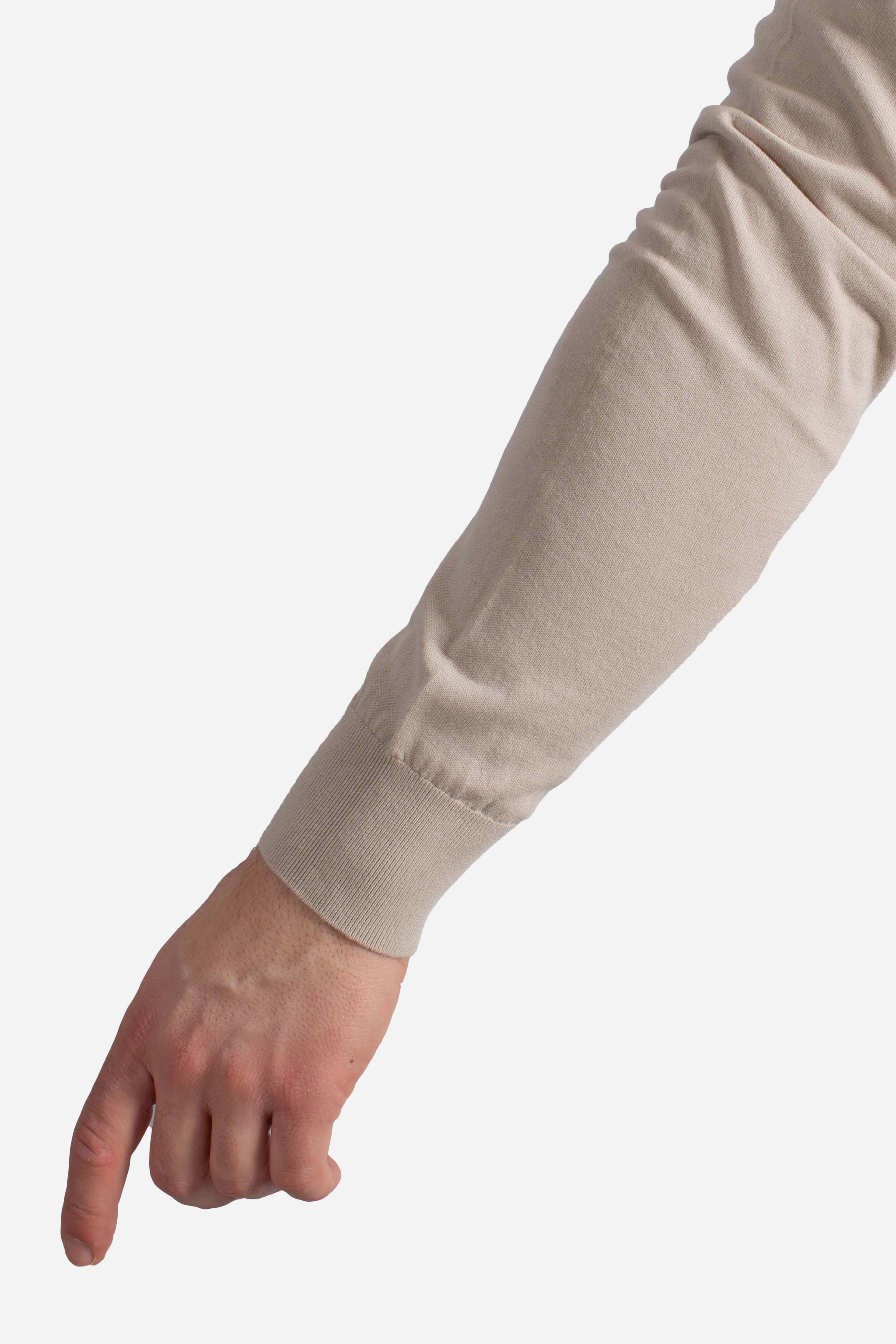 Maglia girocollo in cotone extra-fine beige