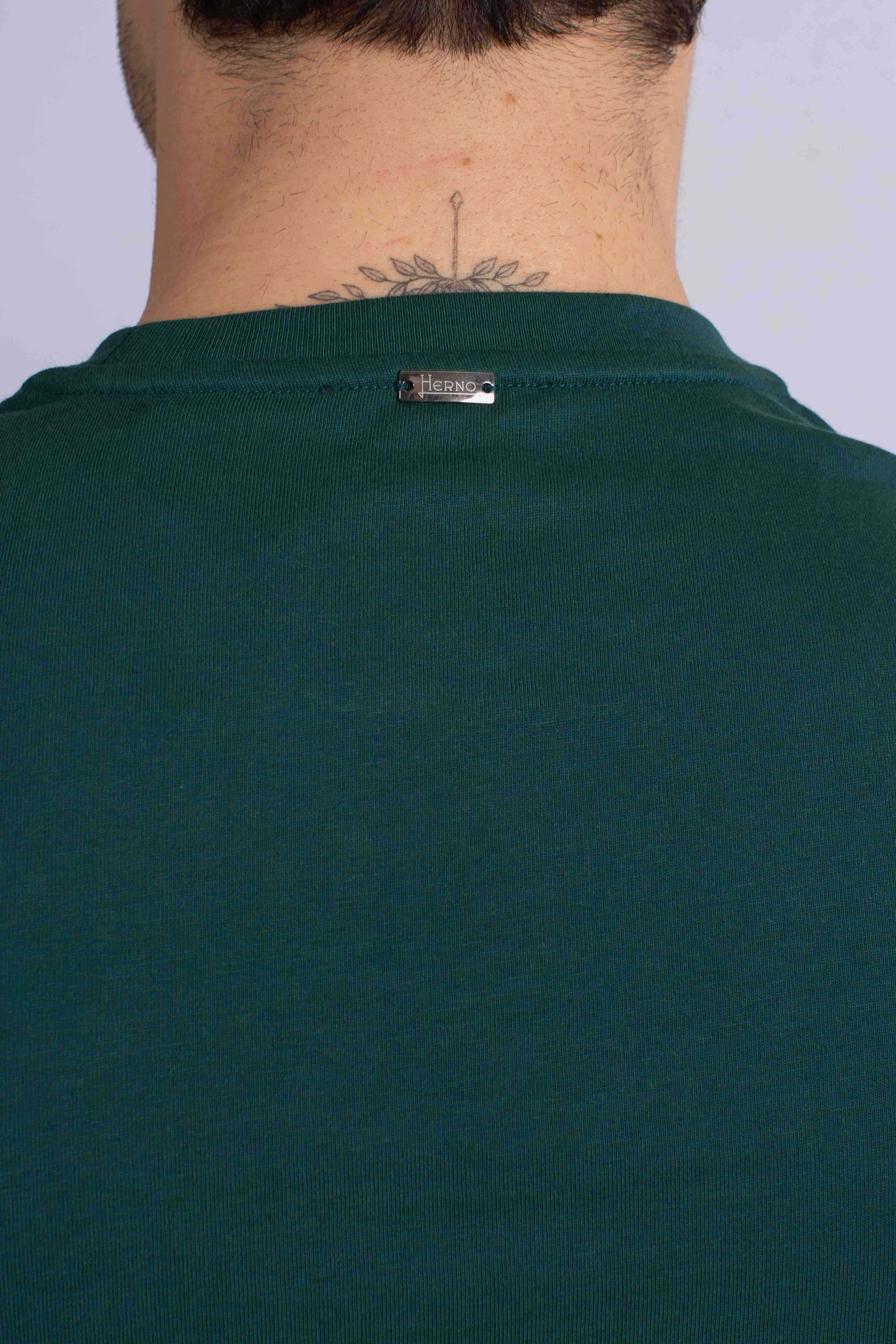 T-shirt verde bottiglia in compact jersey con logo ricamato