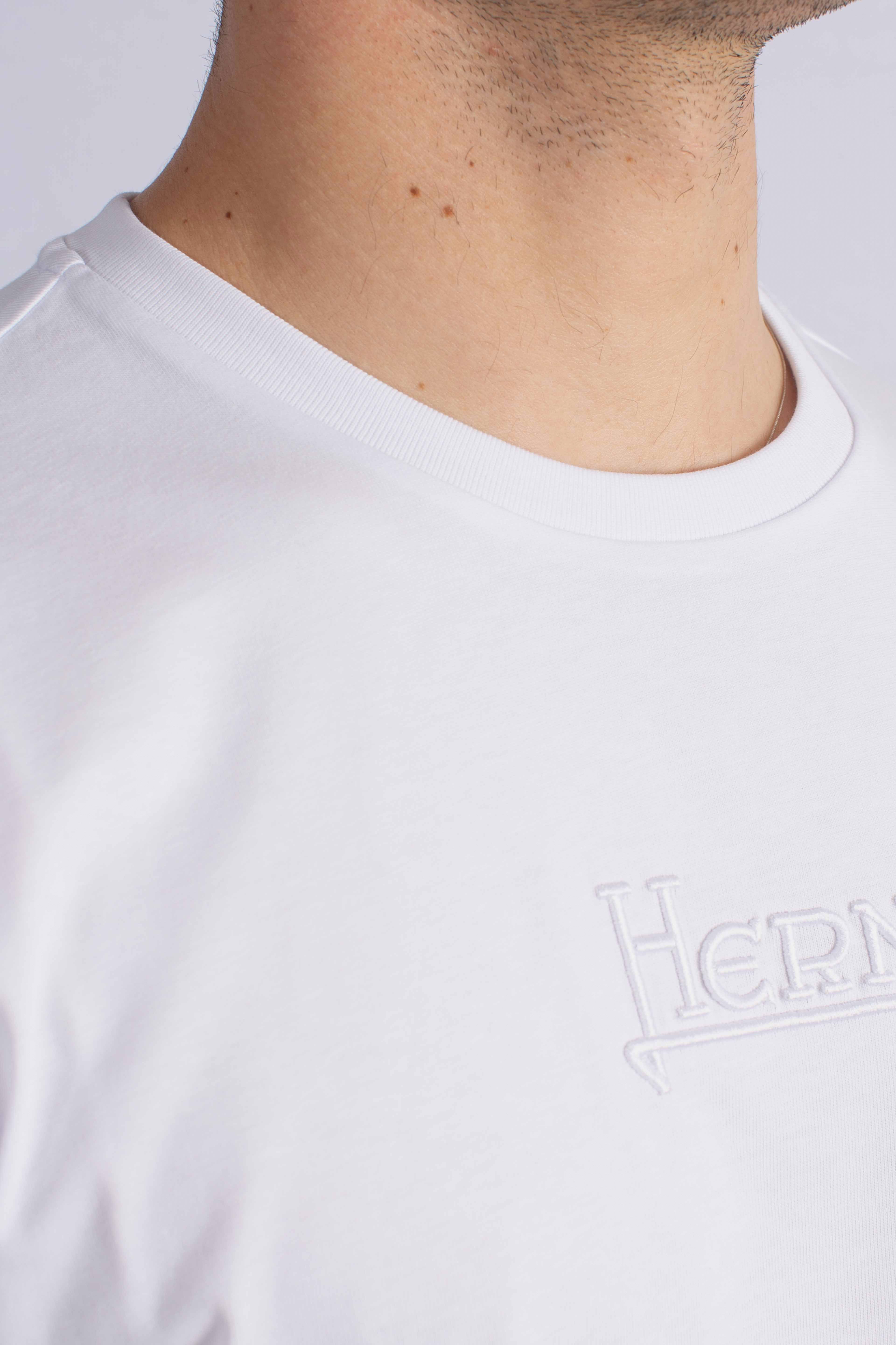 T-shirt white in compact jersey con logo ricamato