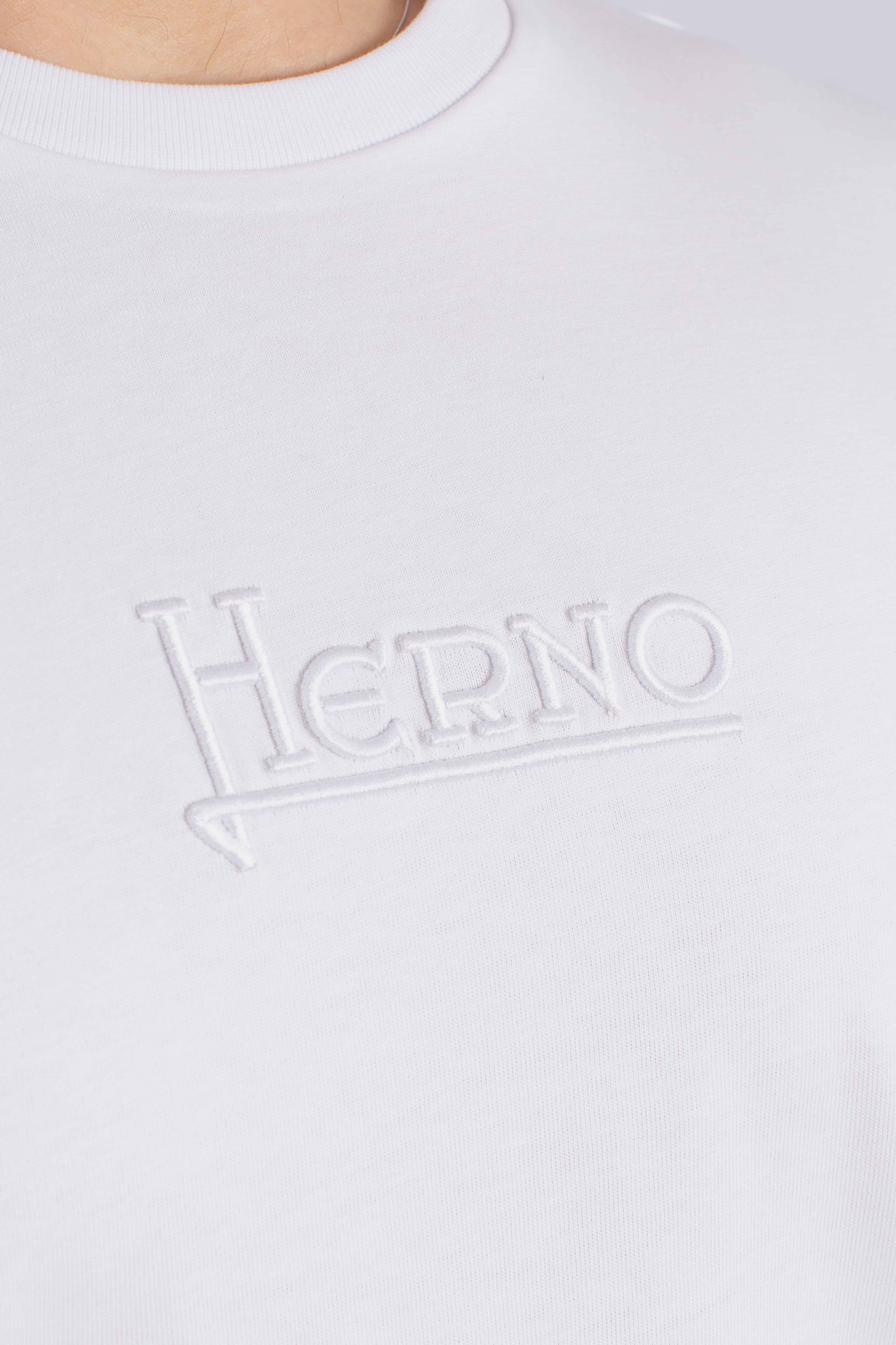 T-shirt white in compact jersey con logo ricamato