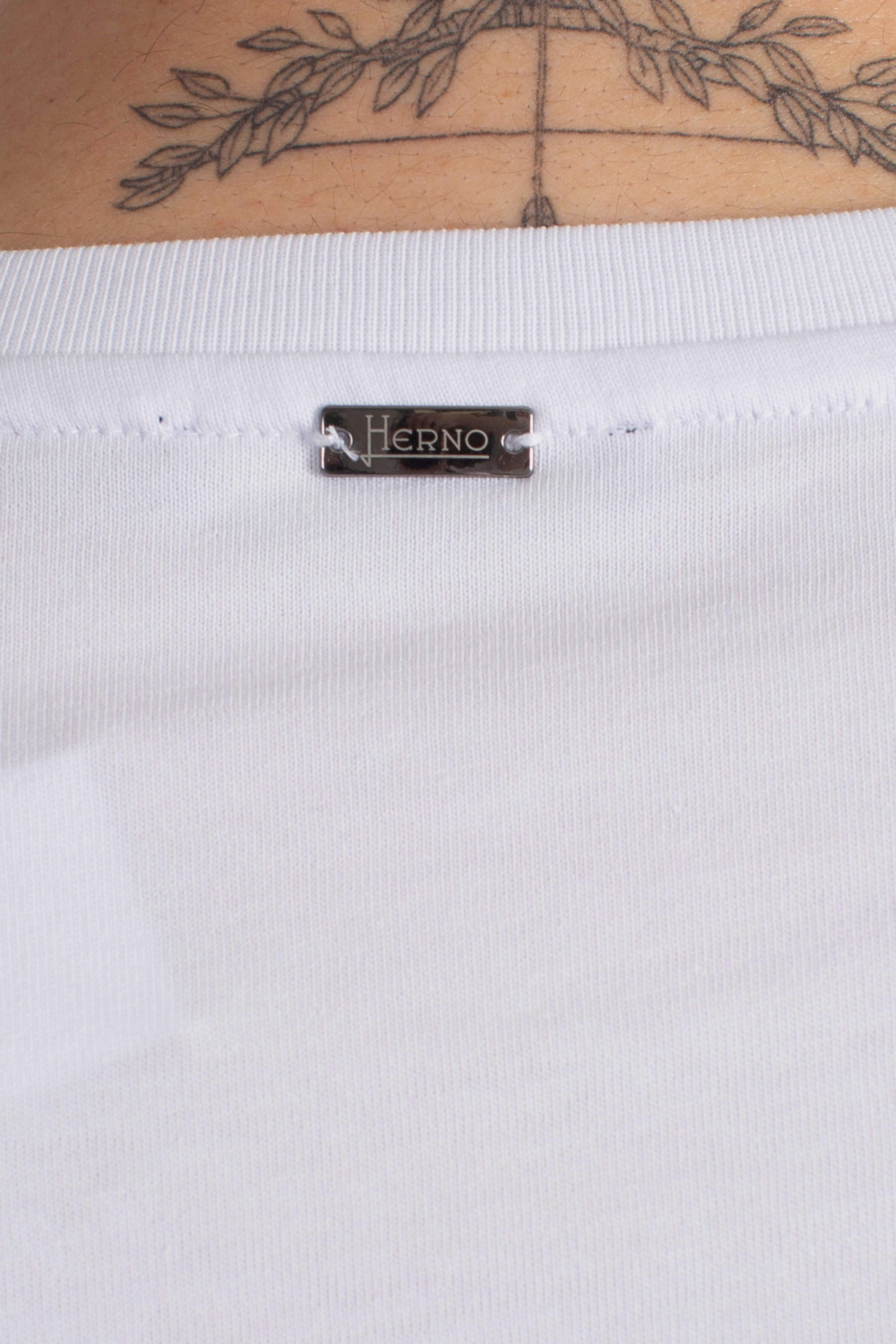 T-shirt white in compact jersey con logo ricamato