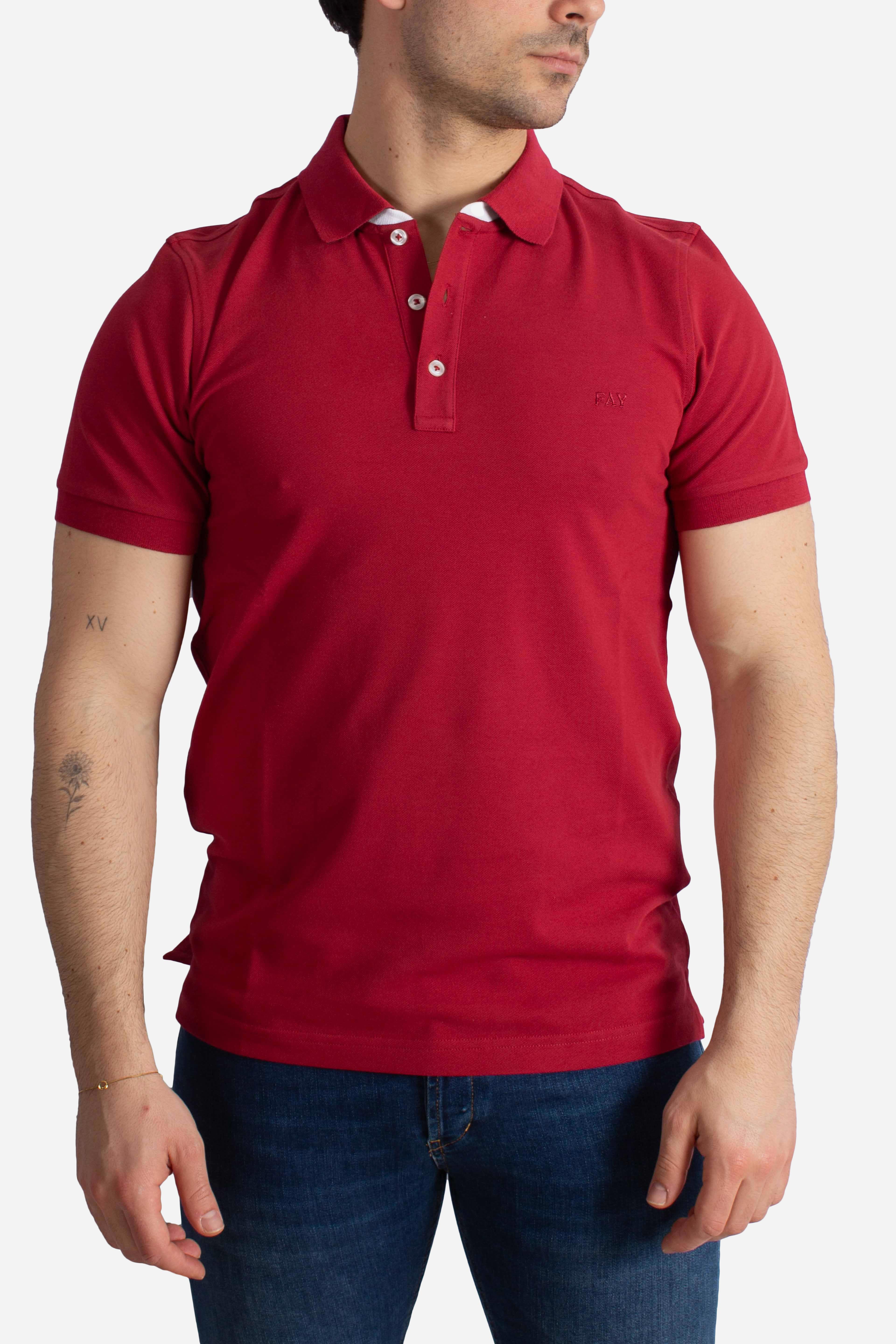 Polo Regular fit in Piquet Stretch rosso