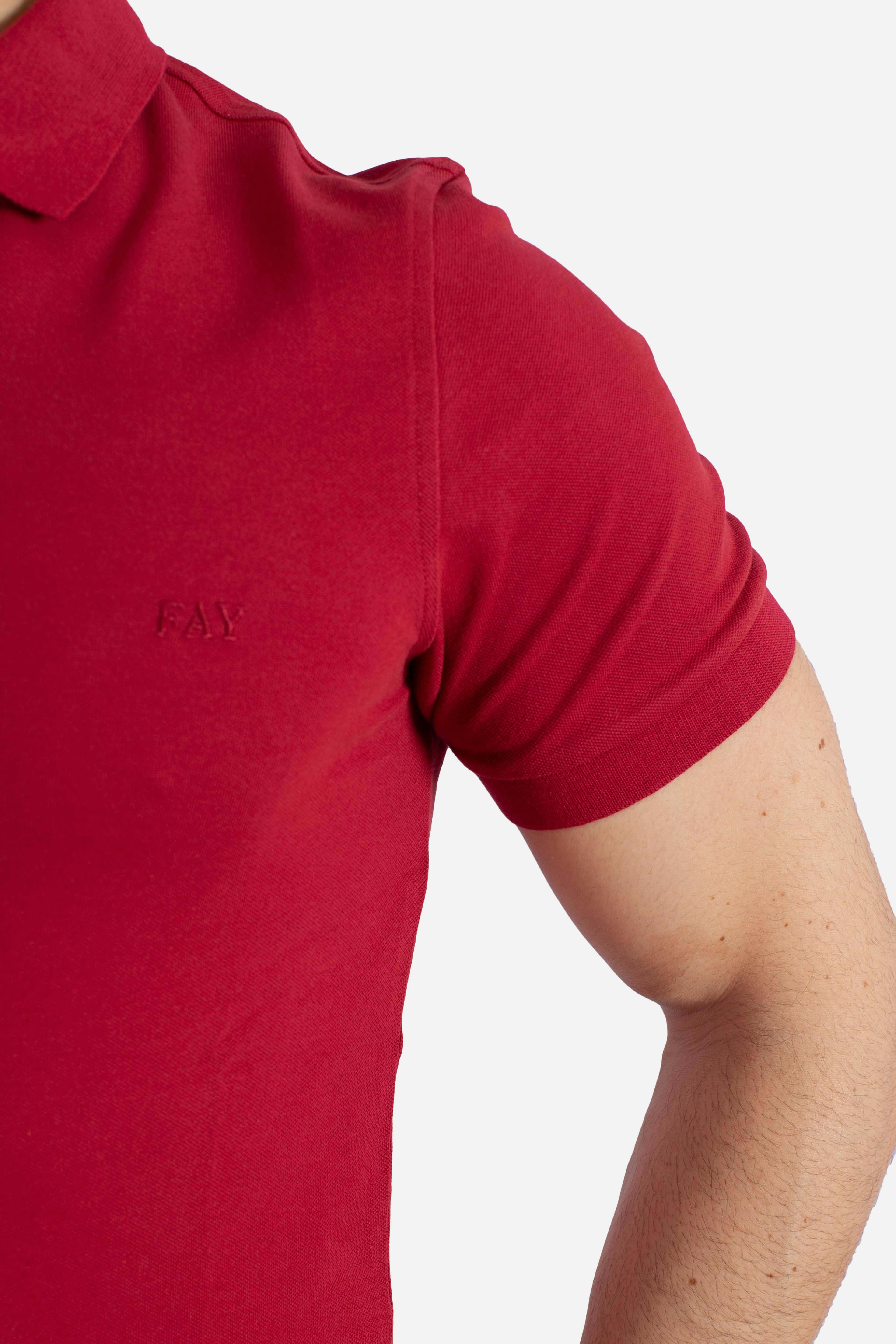 Polo Regular fit in Piquet Stretch rosso