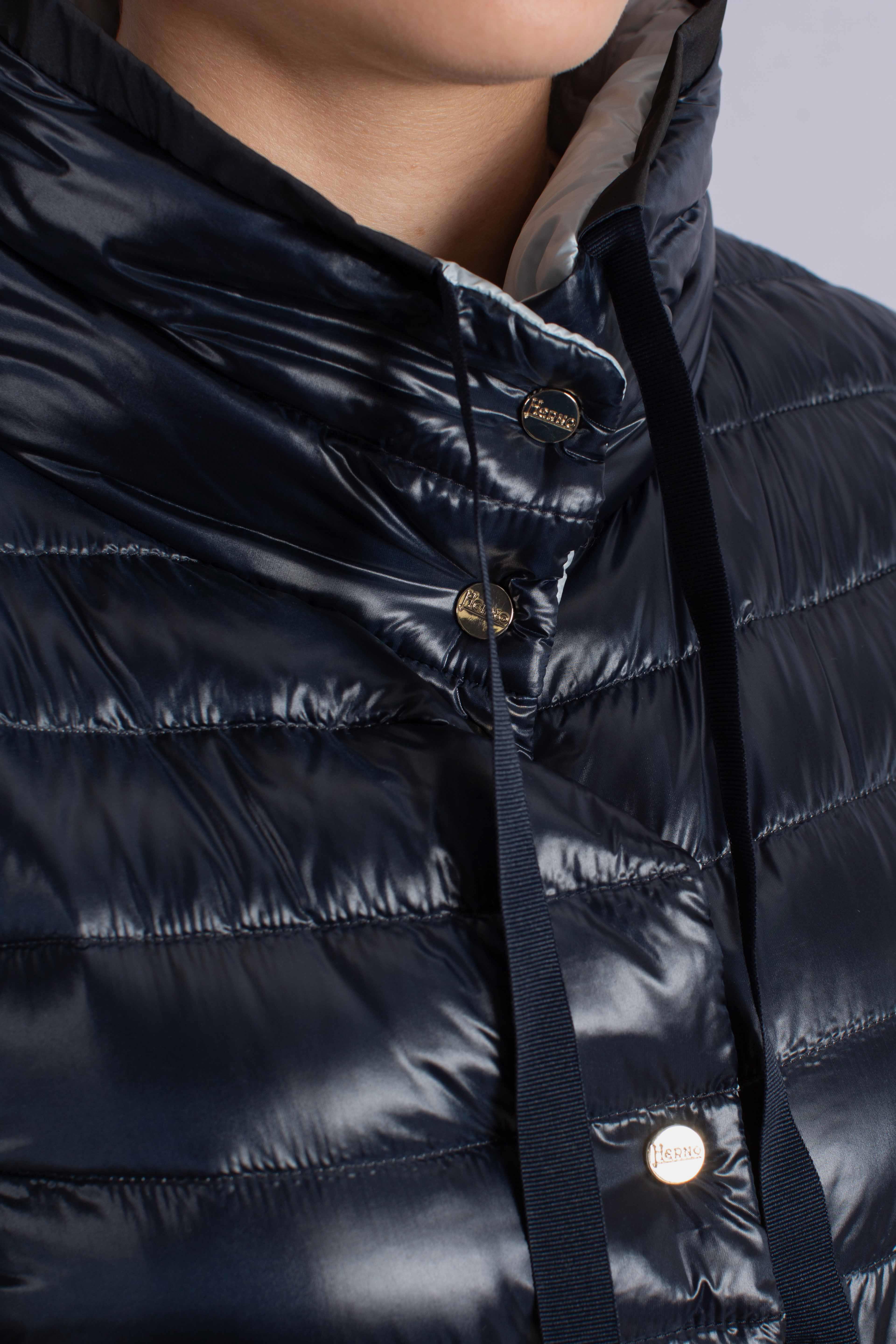 Piumino giacca donna blu celeste reversibile