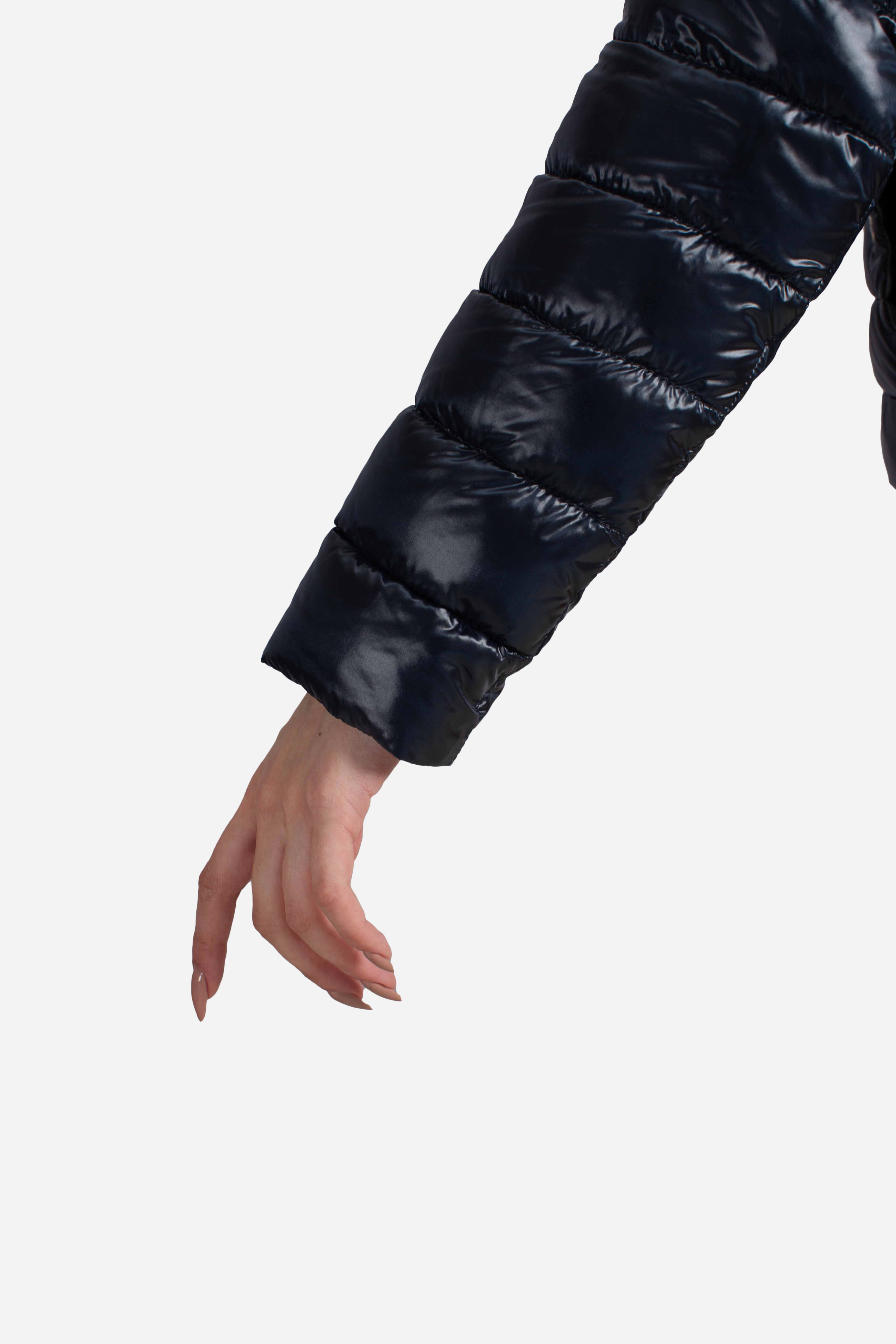 Piumino giacca donna blu celeste reversibile