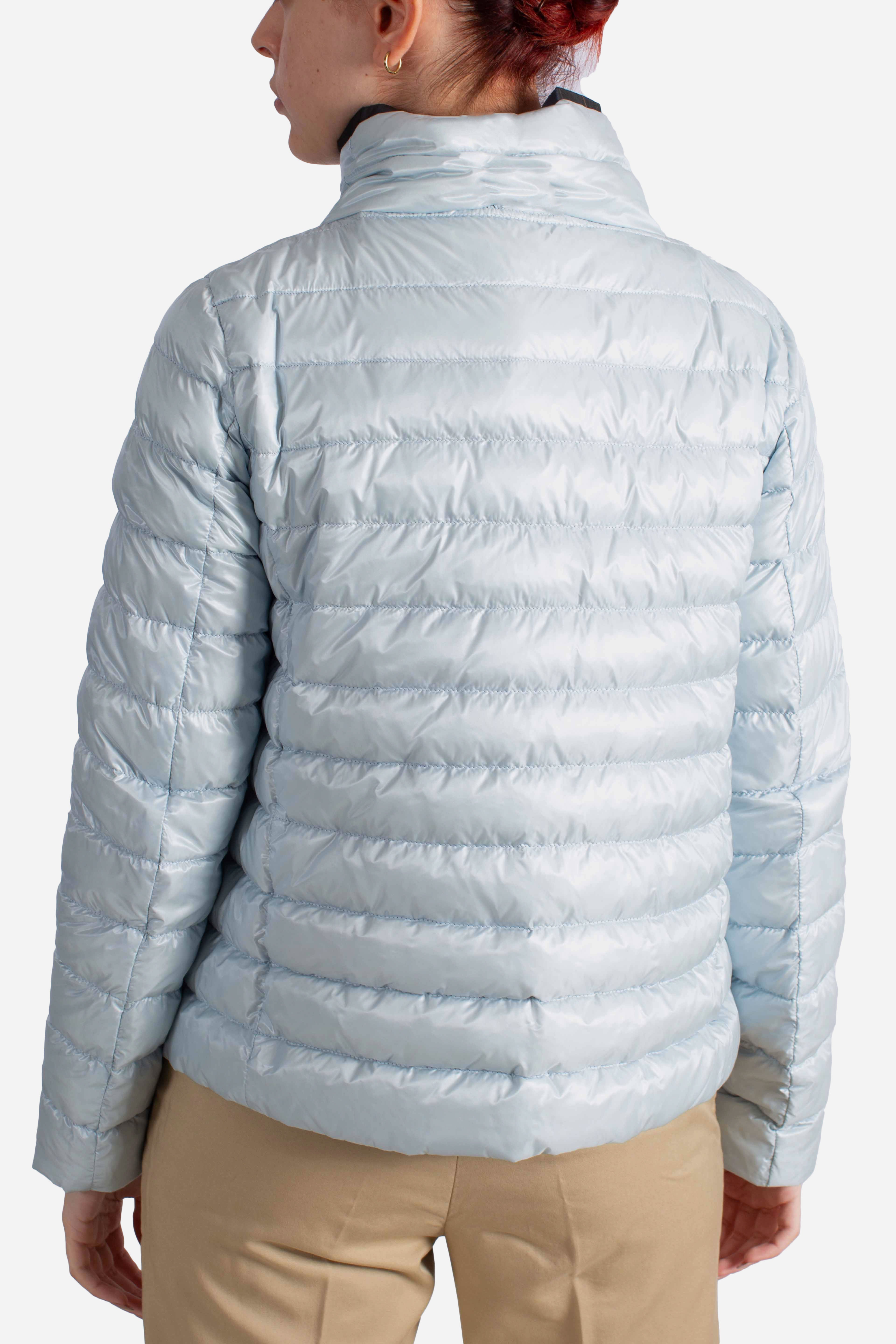 Piumino giacca donna blu celeste reversibile
