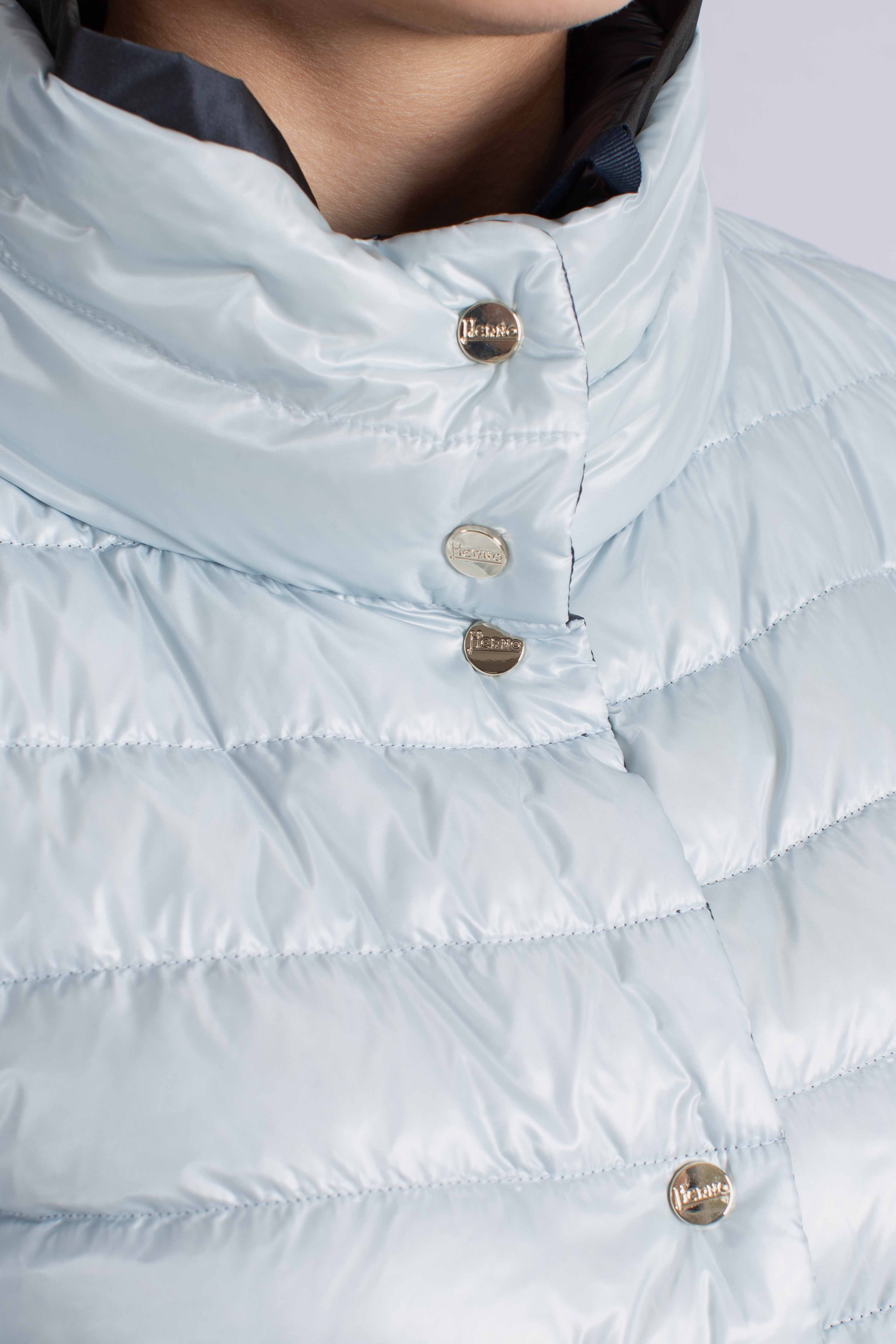 Piumino giacca donna blu celeste reversibile