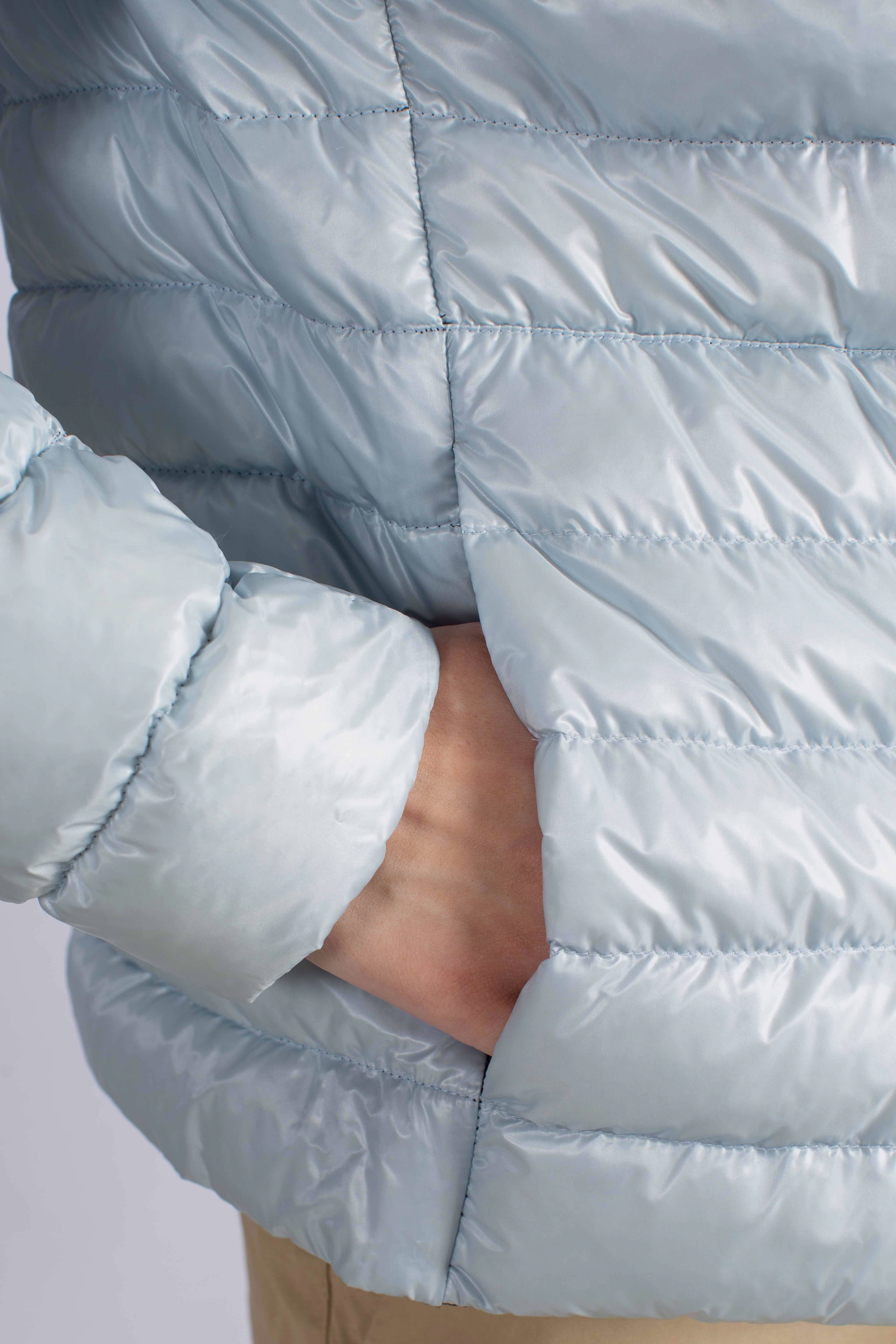 Piumino giacca donna blu celeste reversibile