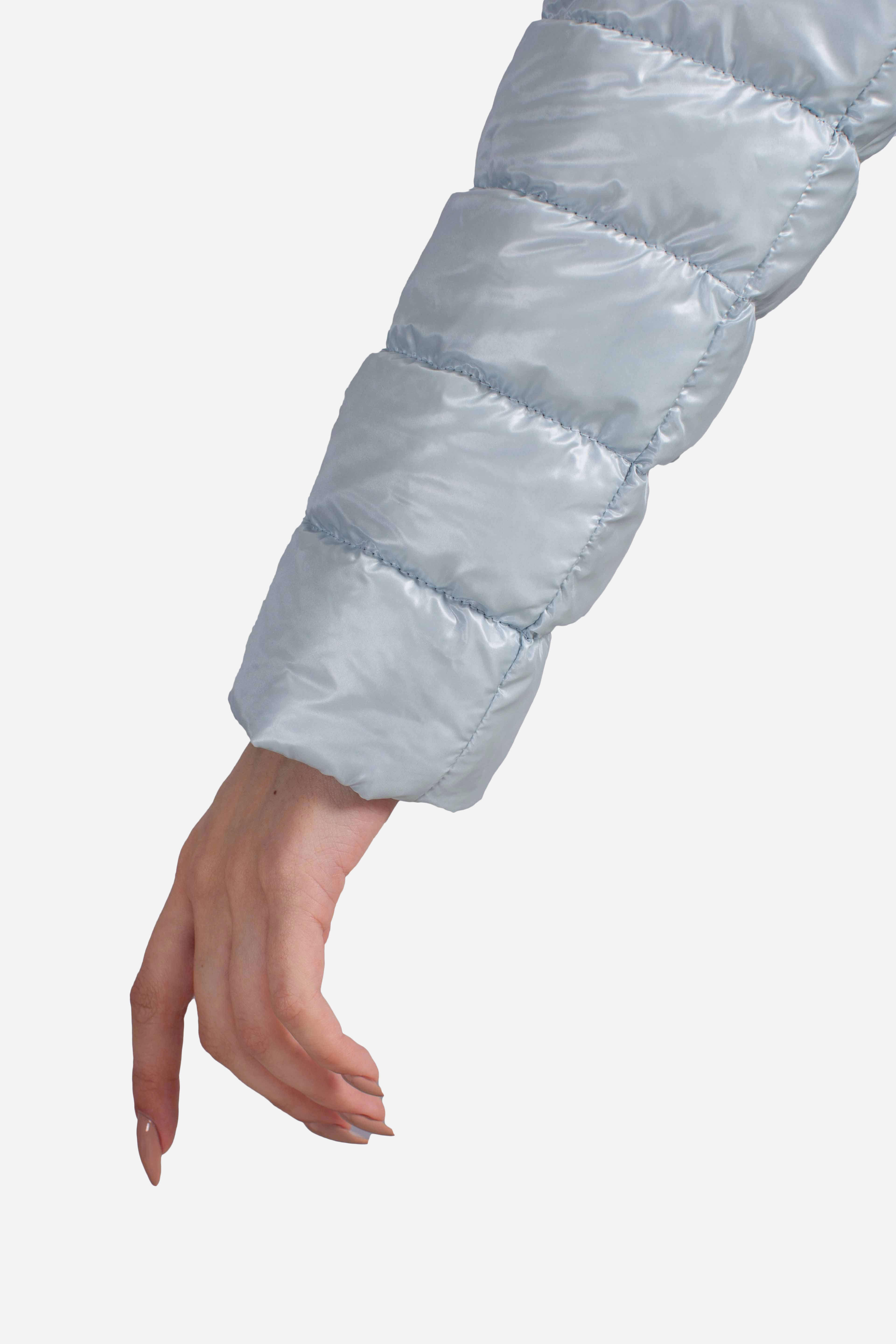 Piumino giacca donna blu celeste reversibile